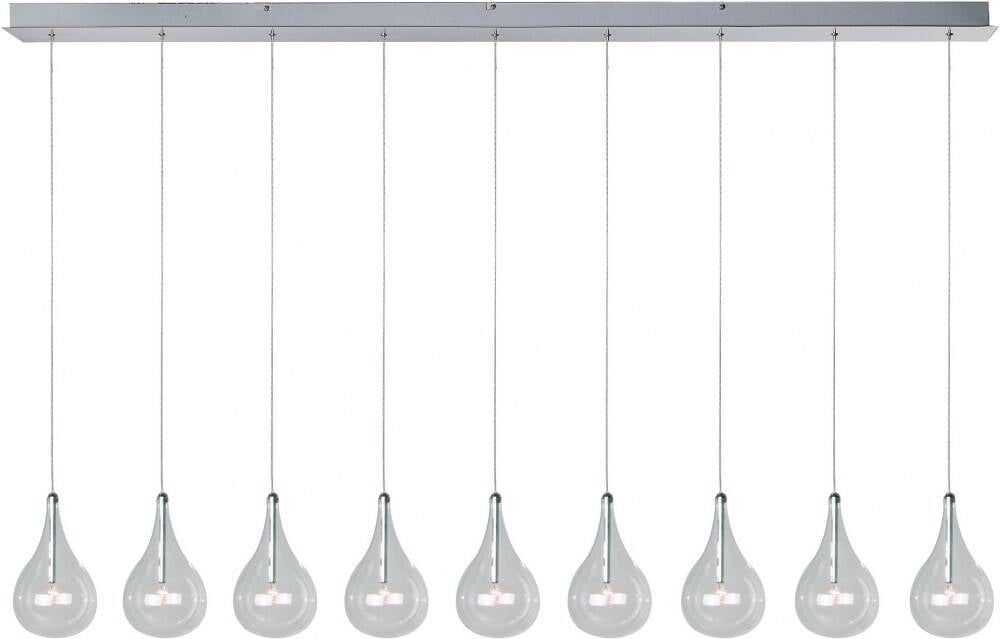 Larmes 56" Polished Chrome 9-Light Glass Teardrop Pendant