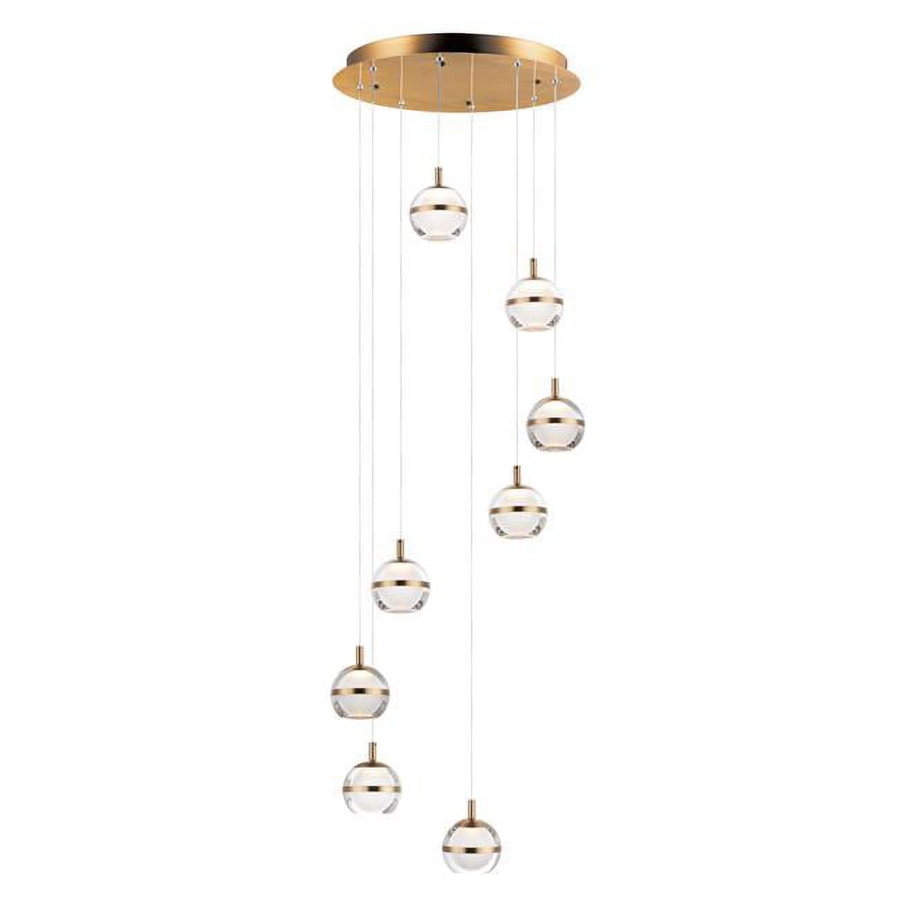 Swank Natural Aged Brass 8-Light LED Globe Island Pendant