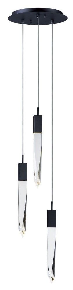 Black Crystal LED 3-Light Pendant with Glass Shades