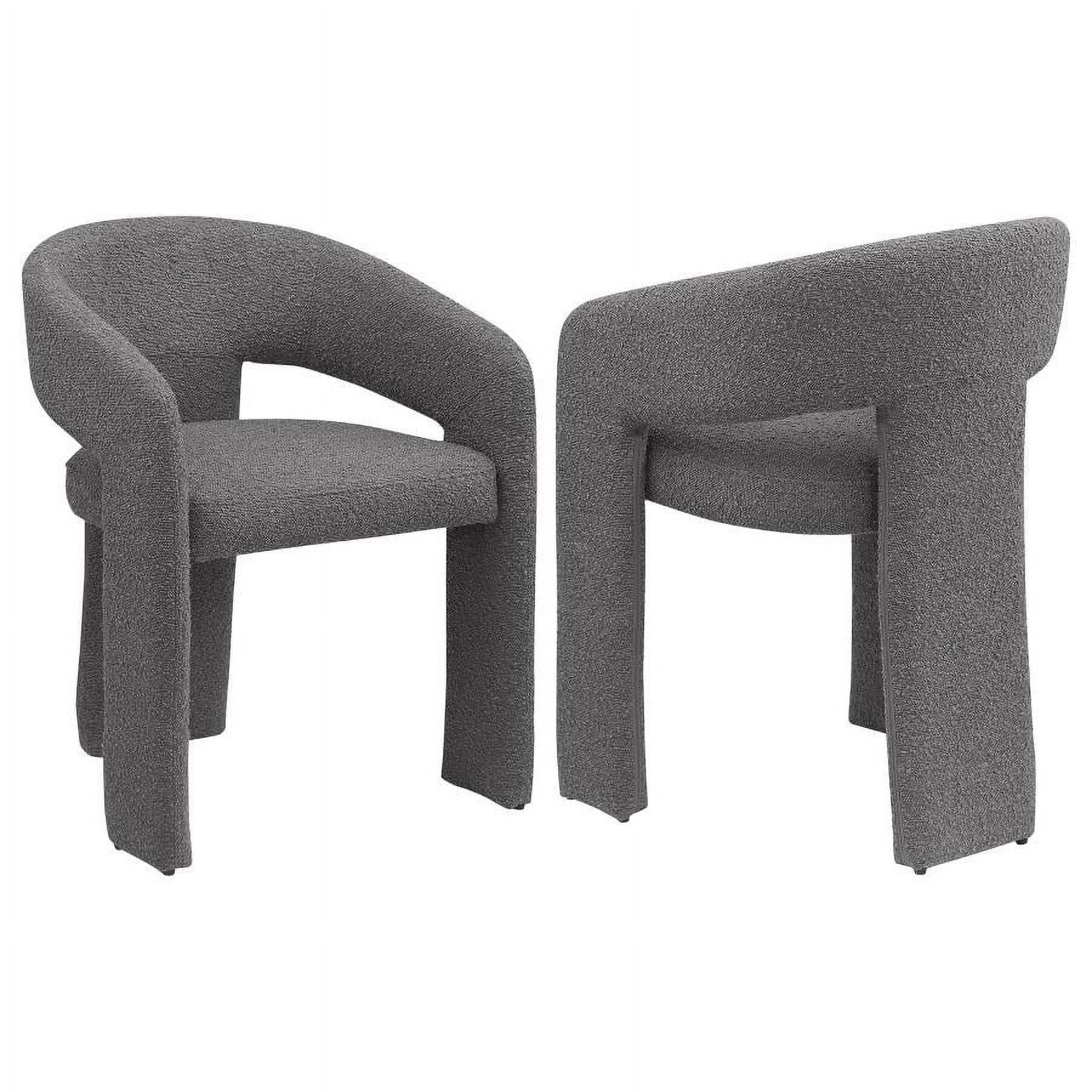 Gray Boucle Upholstered Modern Dining Arm Chair Set