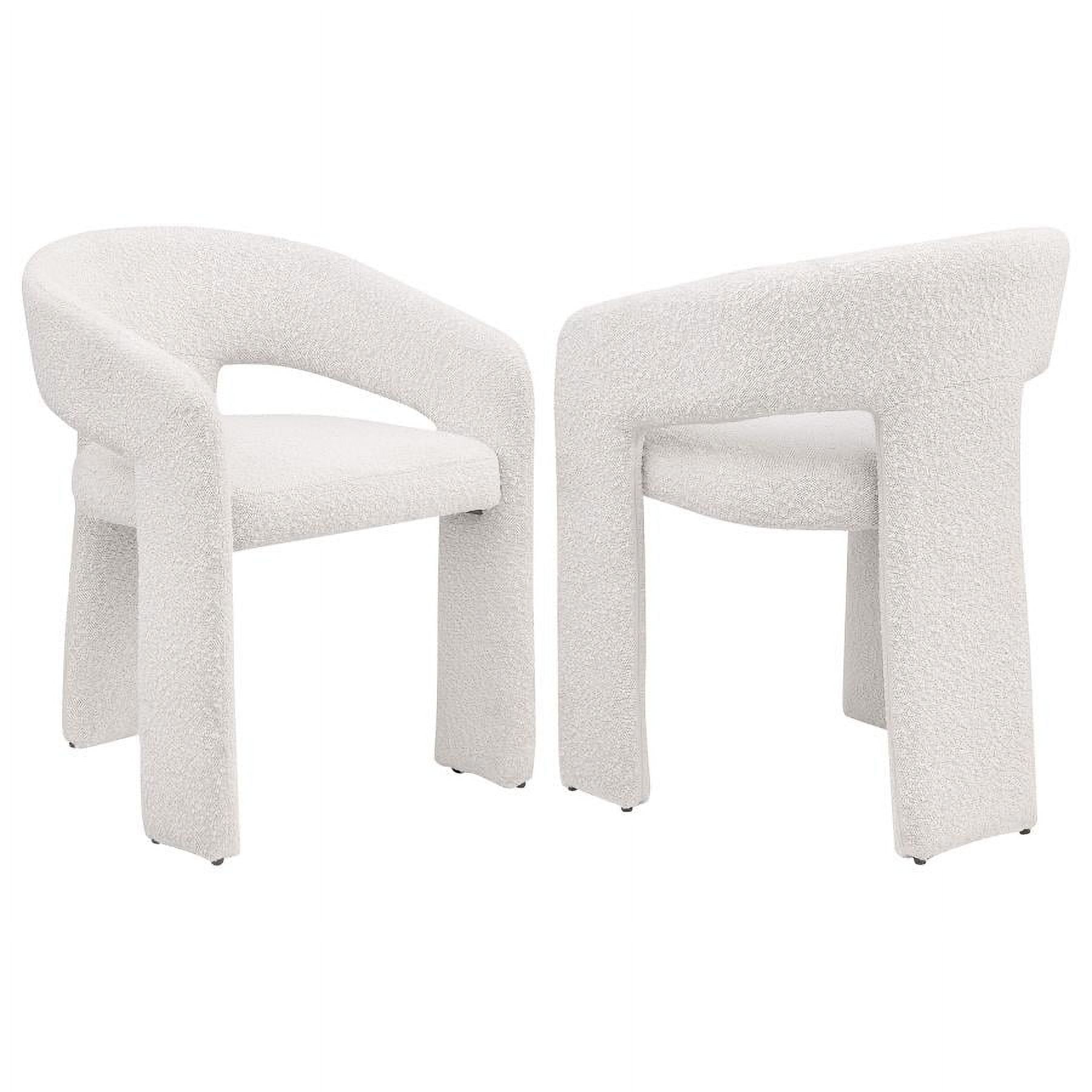 Cream Boucle Upholstered Contemporary Arm Side Chair