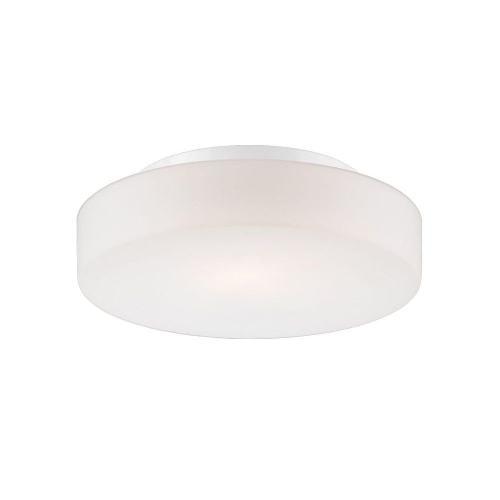 Opal White Glass Drum Flush Mount Ceiling Light