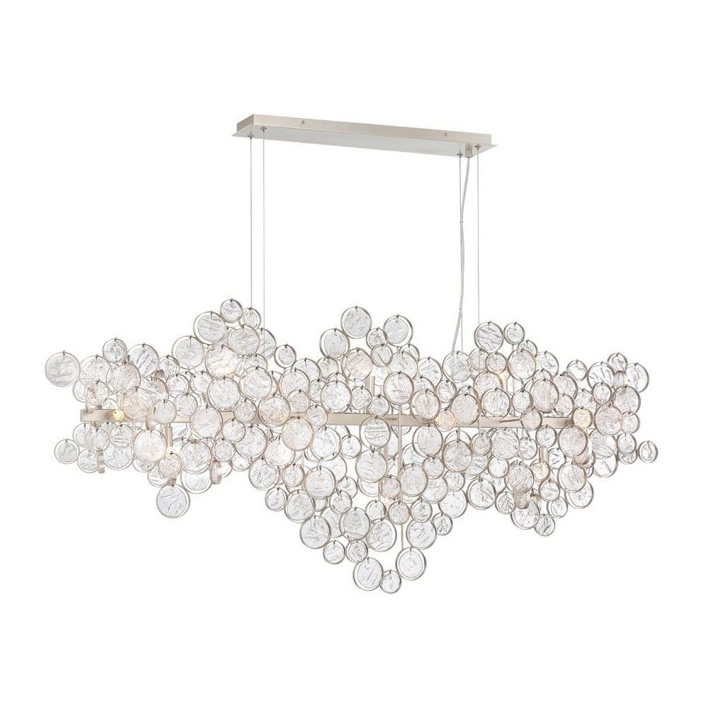 Trento 15-Light Champagne Silver and Clear Glass Chandelier