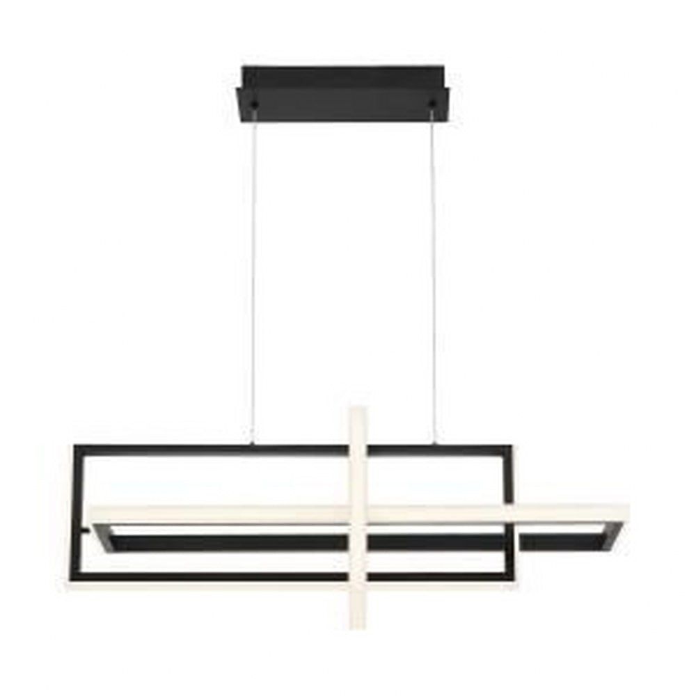 Matte Black Geometric LED Chandelier with Acrylic Frame