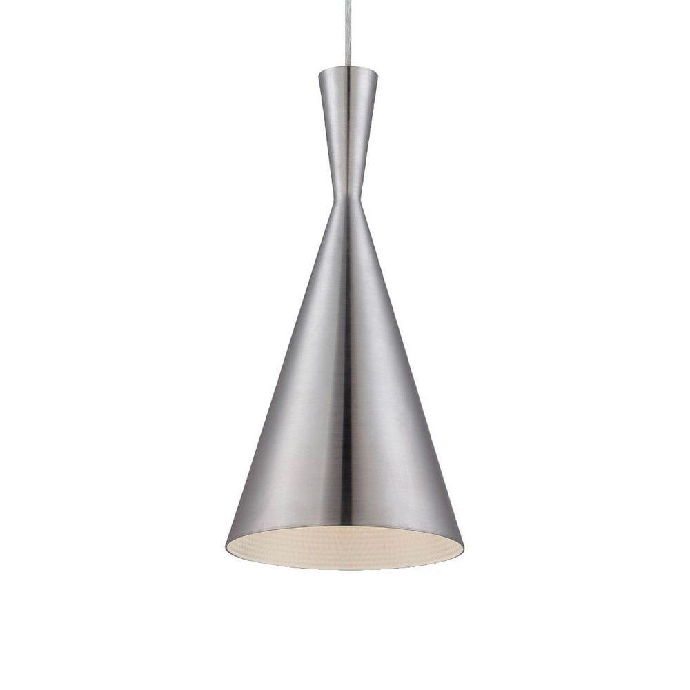 Transitional Brushed Nickel 1-Light Pendant with Heirloom Gold Interior