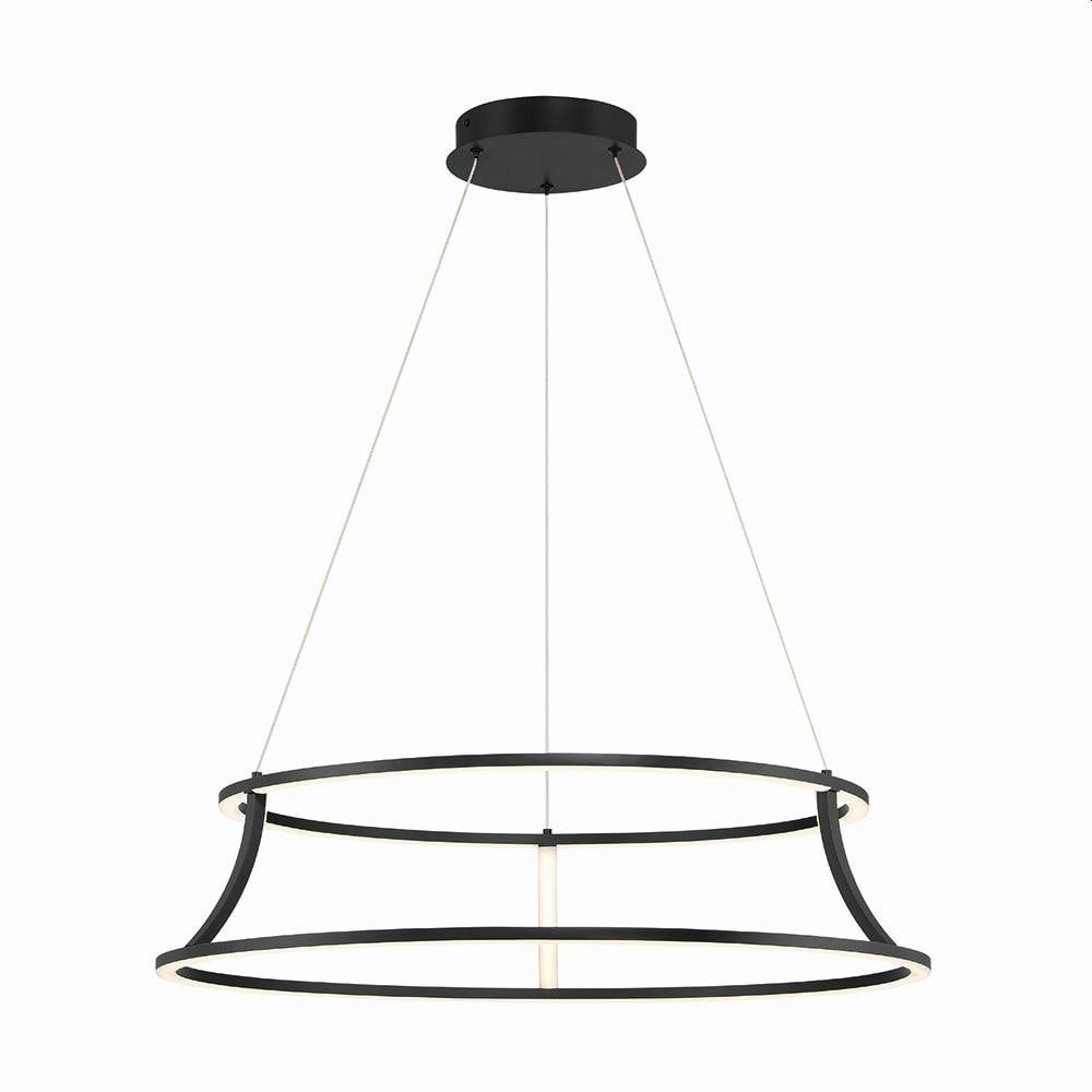 Cadoux Modern Black Drum LED Chandelier with Dimmable Light