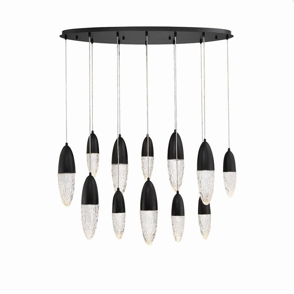 Ecrou 12-Light Teardrop Crystal Glass & Black Chandelier