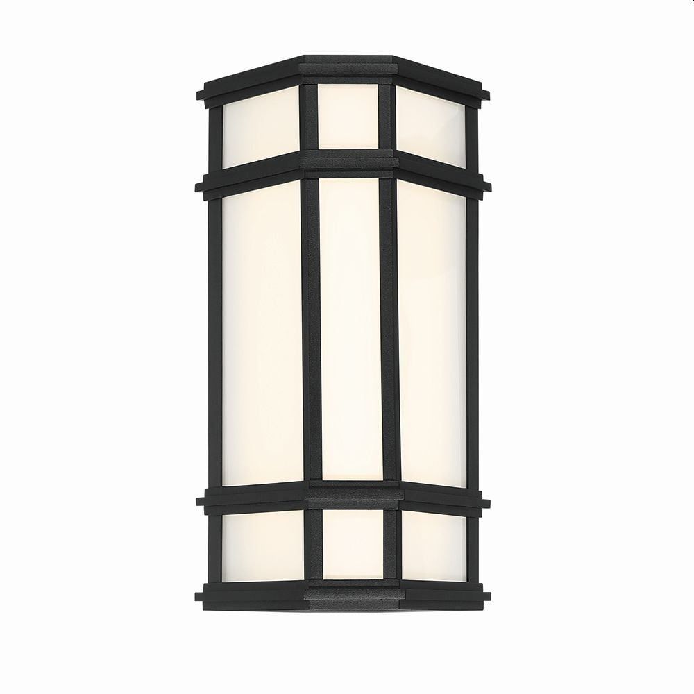 Monte 13.5" Satin Black and White Glass LED Outdoor Wall Sconce