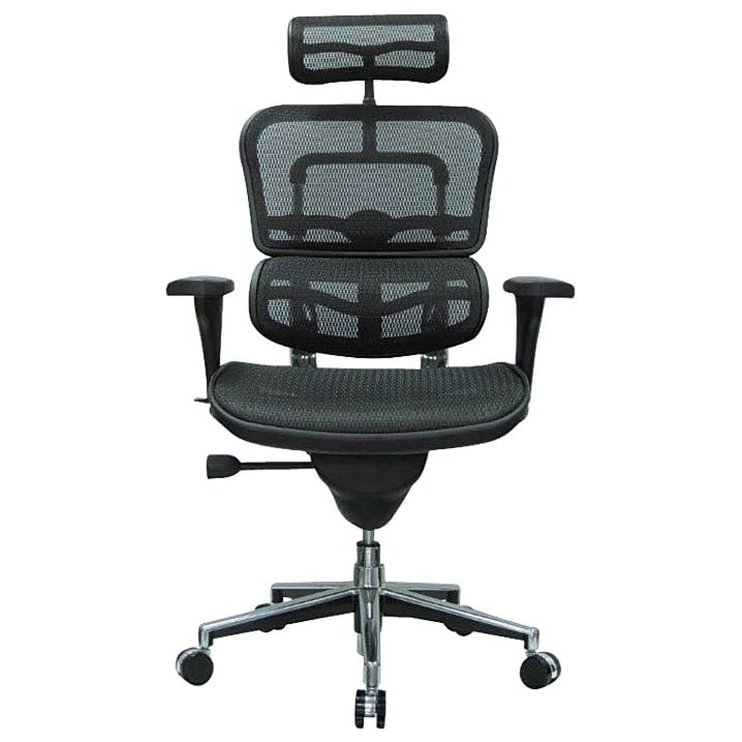 ErgoComfort High-Back Black Mesh and Leather Swivel Executive Chair