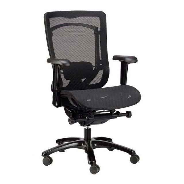 Executive High-Back Swivel Chair with Adjustable Arms and Mesh Fabric, Black