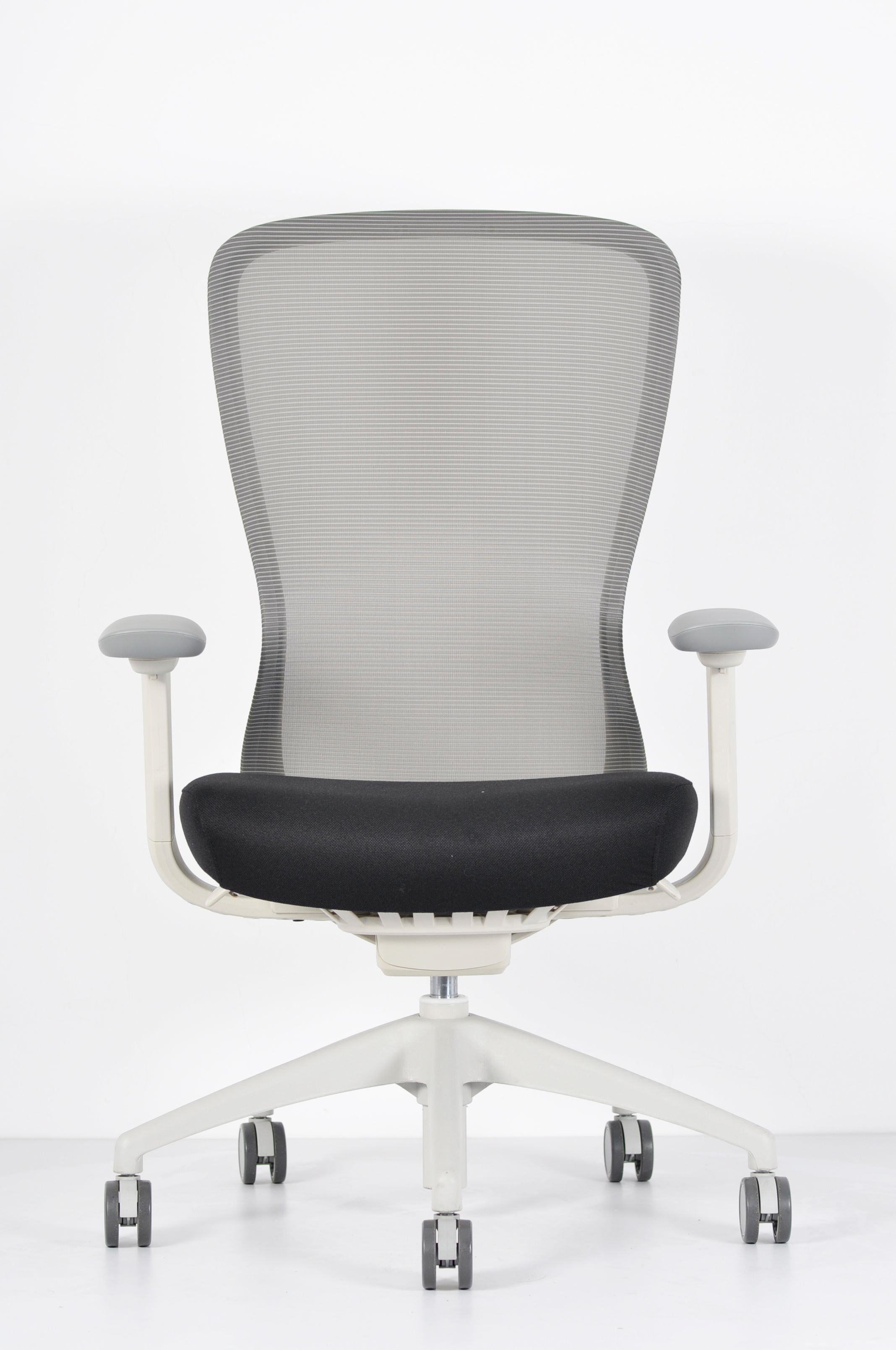 High Back 40'' White Mesh Swivel Task Chair with Adjustable Arms