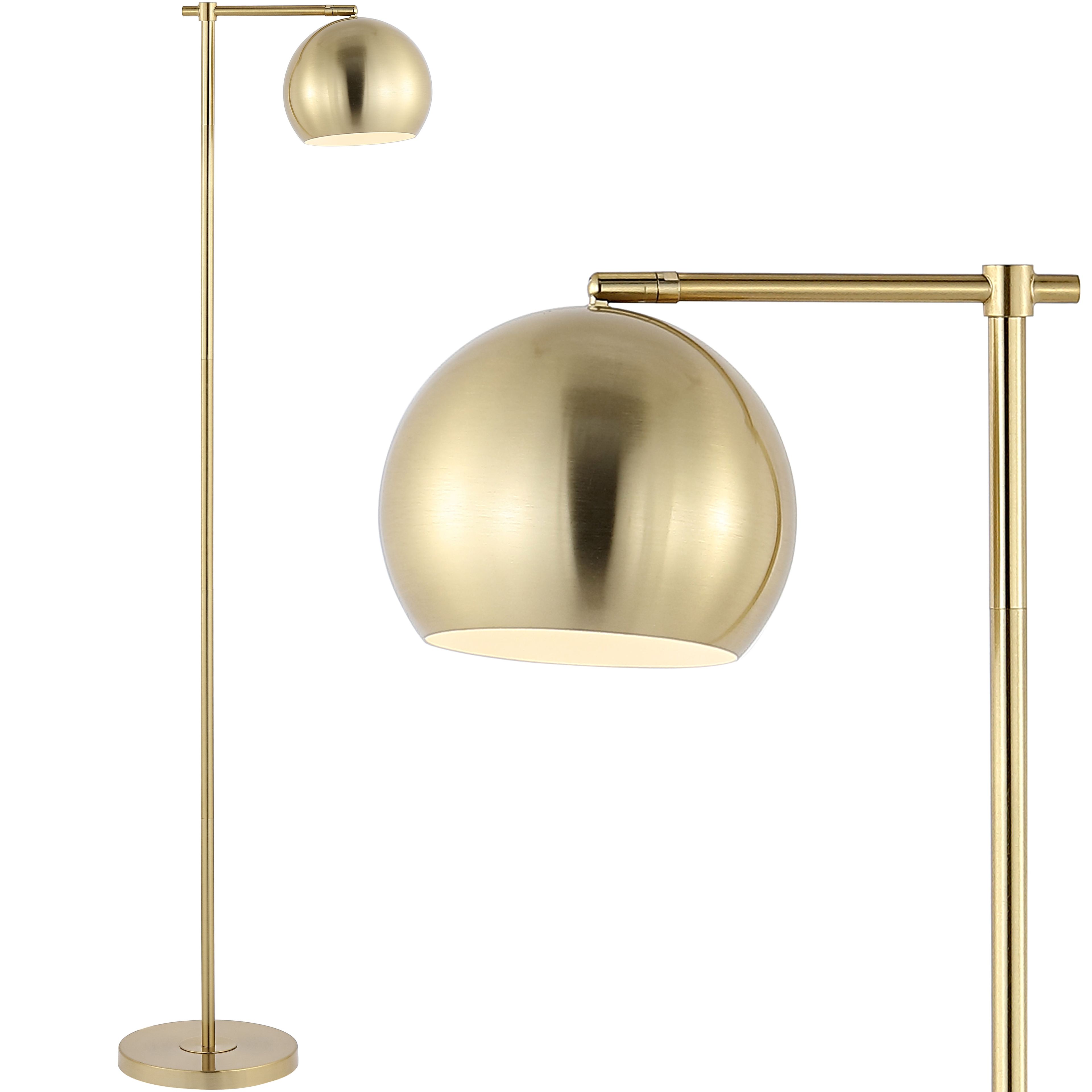 Eva 58.5" Satin Gold Metal Arc Floor Lamp with Dimmable LED