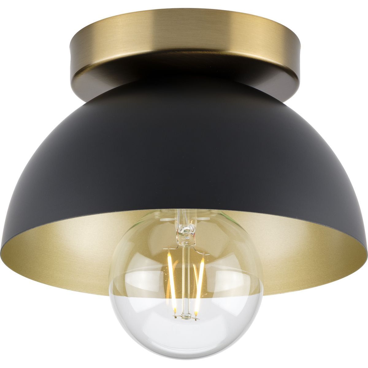 Eva Matte Black and Gold Mid-Century Modern Flush Mount Light