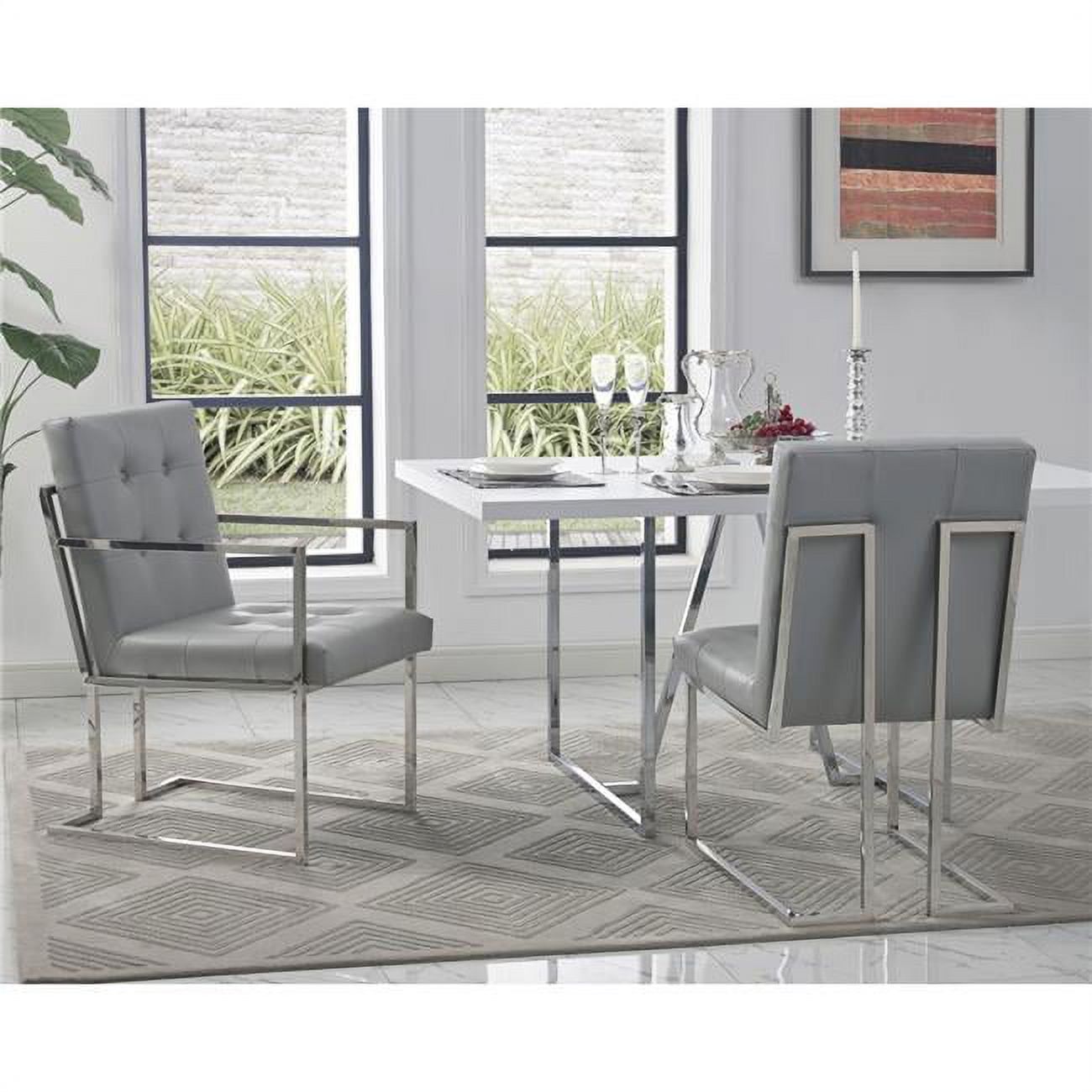 Modern Luxe Gray Faux Leather Upholstered Side Chair with Metal Frame