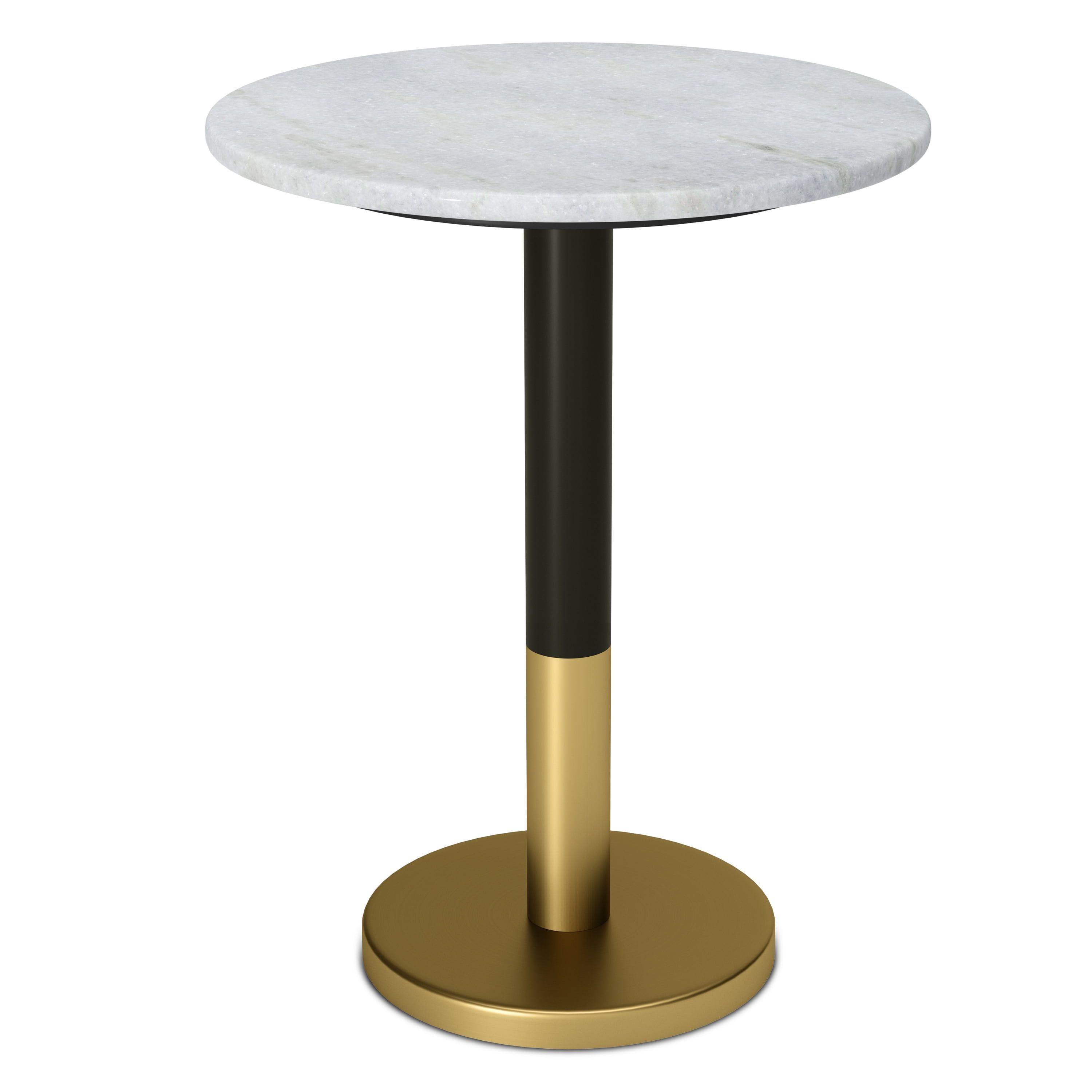 White Marble and Gold Metal Round Side Table