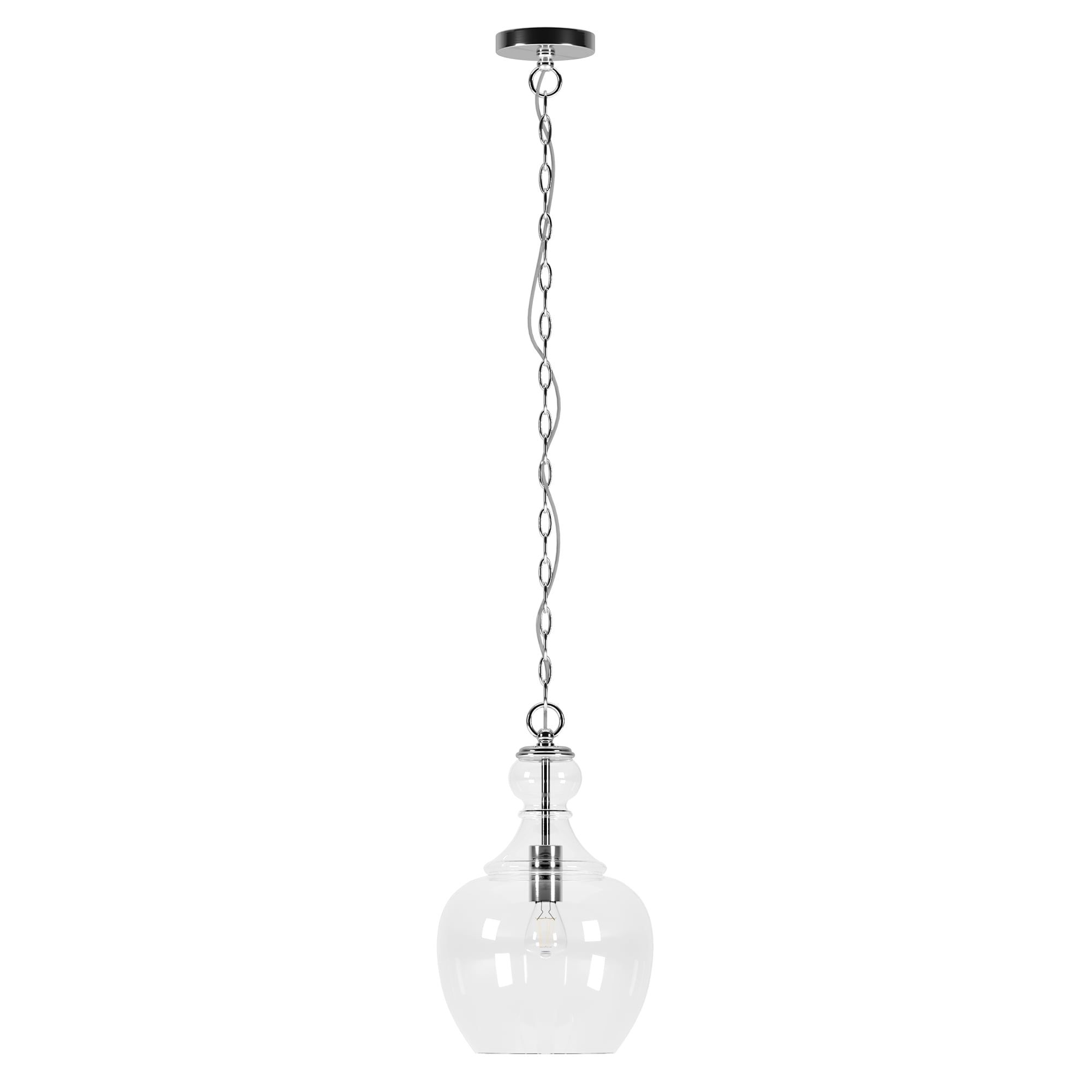 Verona Brushed Nickel Clear Glass Gourd Shape Pendant Light