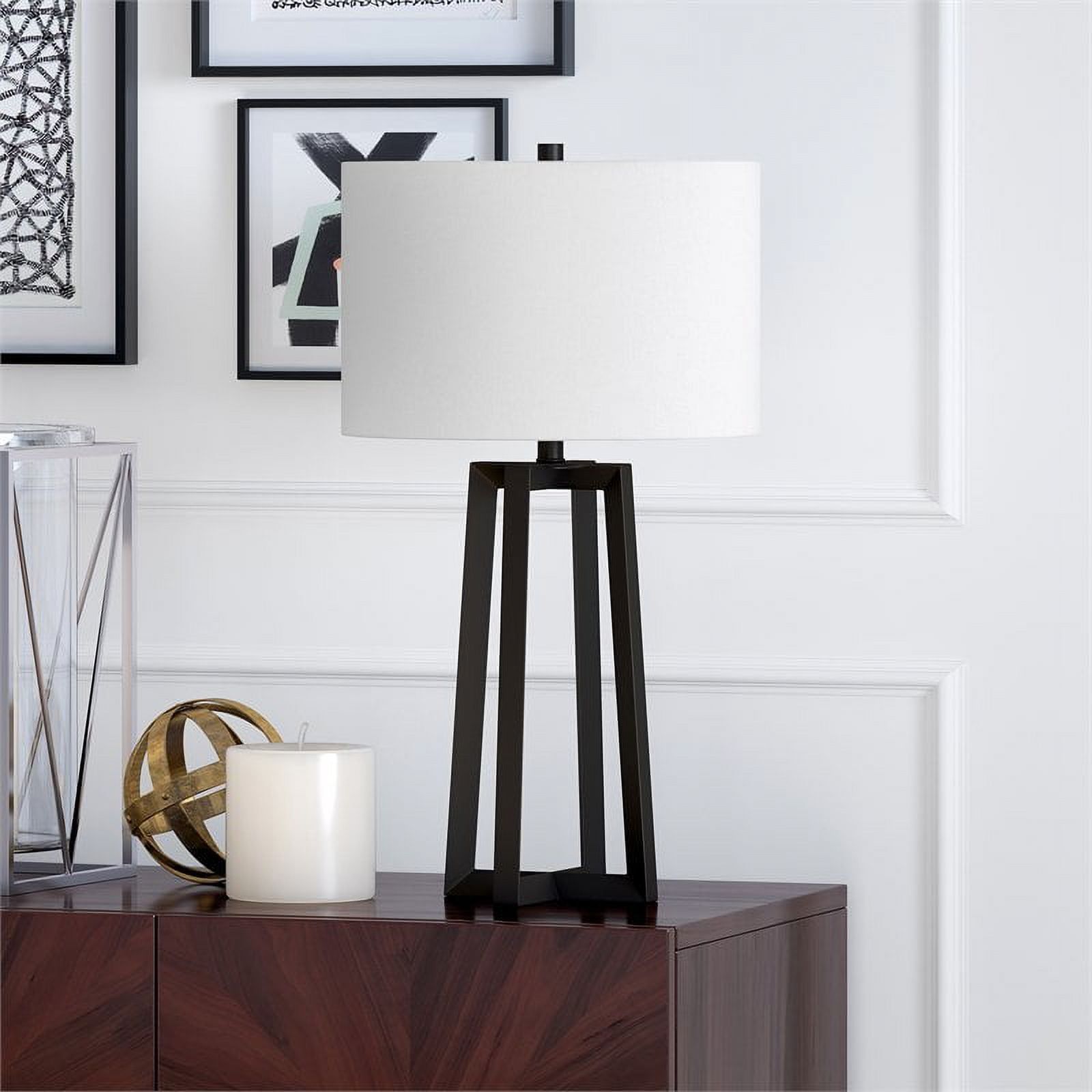 Helena 24.5" Blackened Bronze Tripod Nightstand Lamp with Barrel Shade