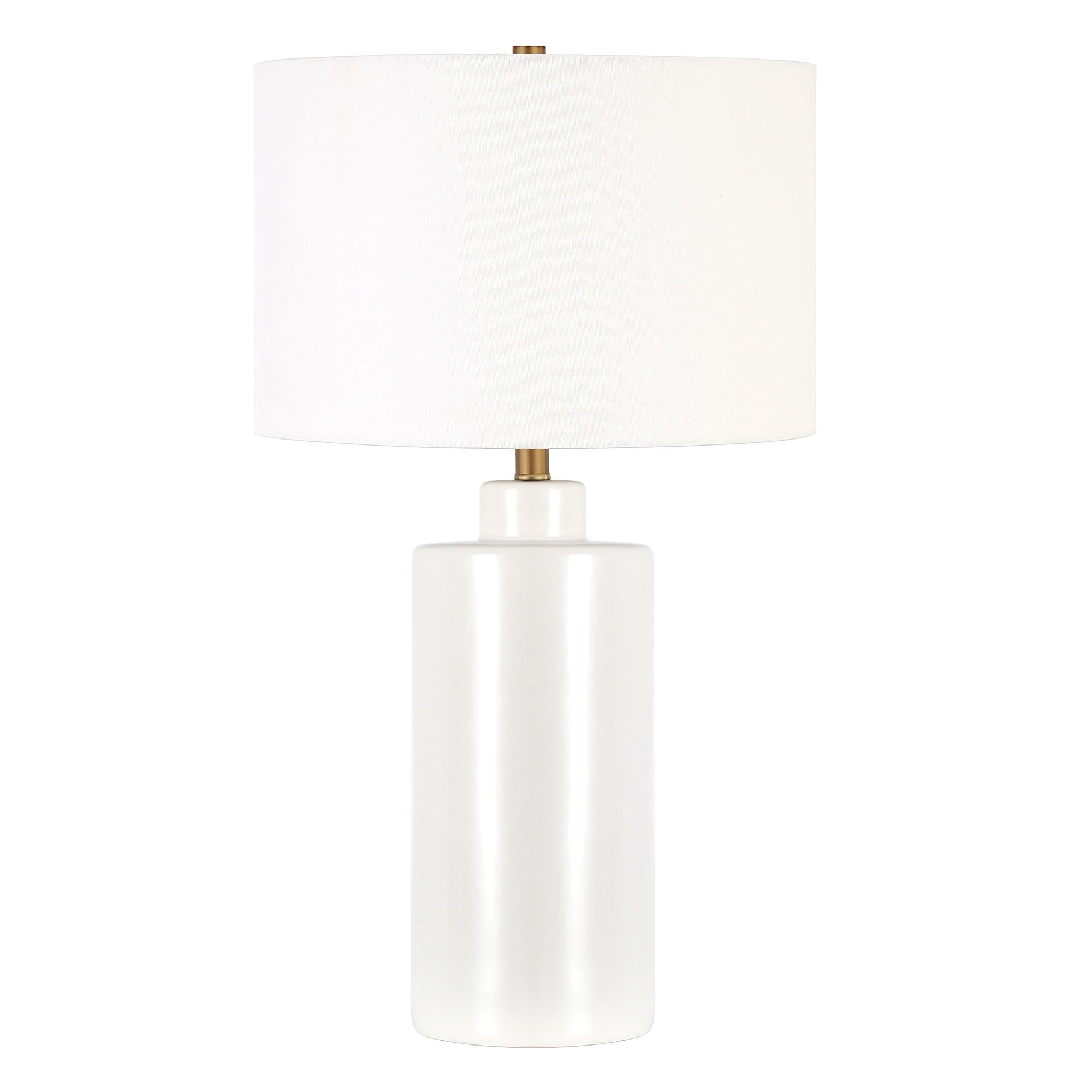 Carlina 25" Matte White Ceramic Table Lamp with Fabric Drum Shade