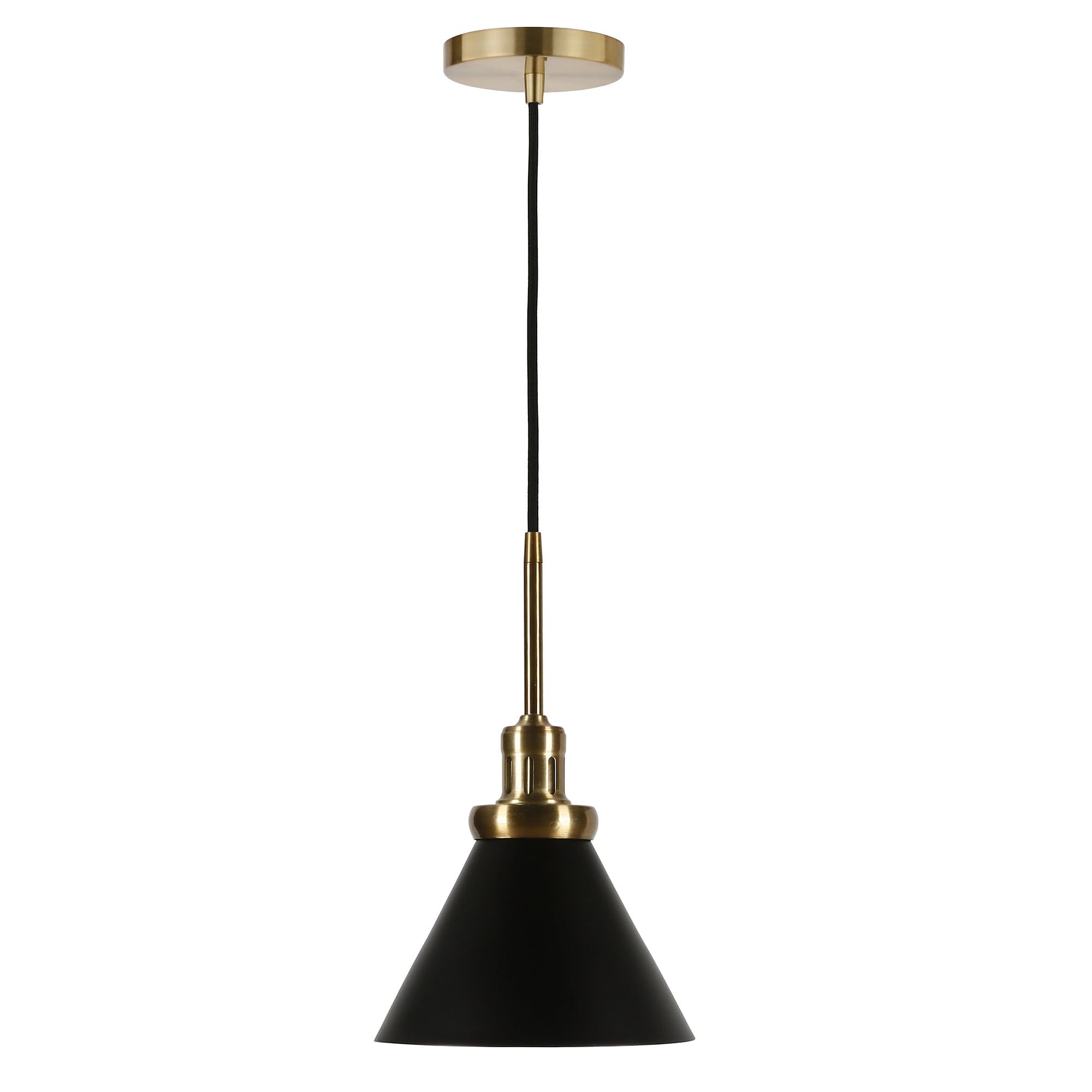 Zeno Blackened Bronze Metal Mini Drum Pendant Light with Adjustable Cord