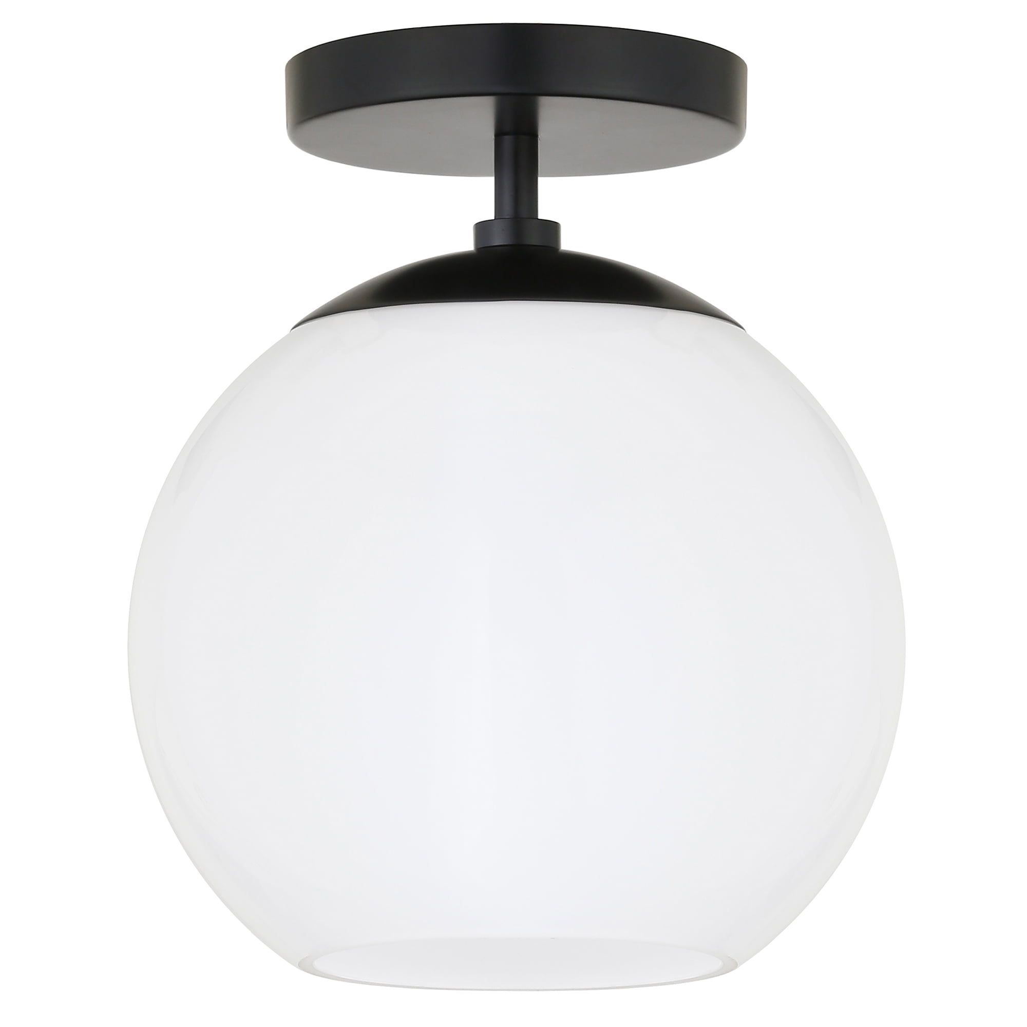 Bartlett Matte Black and White Glass Semi Flush Mount