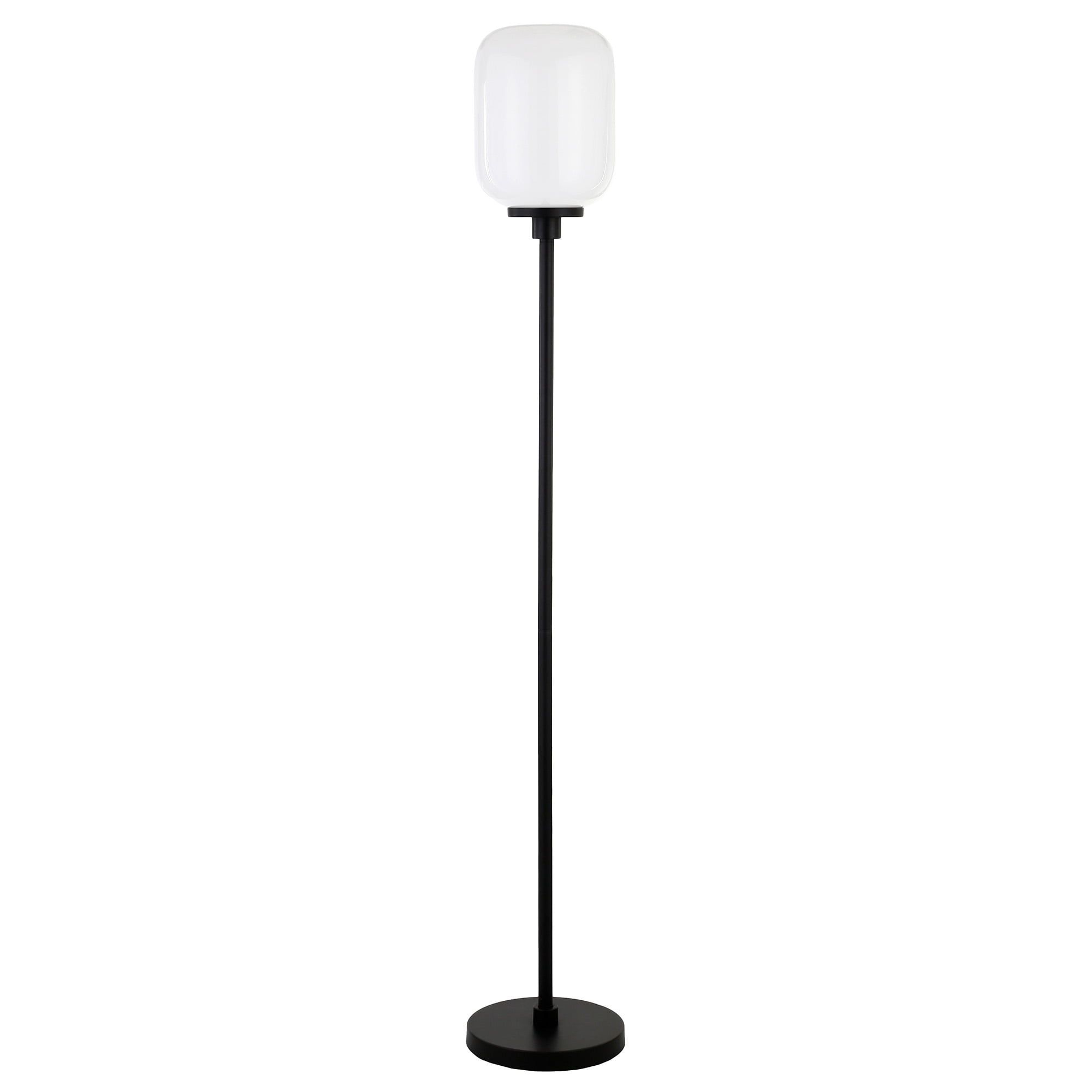 Agnolo 69" Blackened Bronze Floor Lamp with White Milk Glass Shade