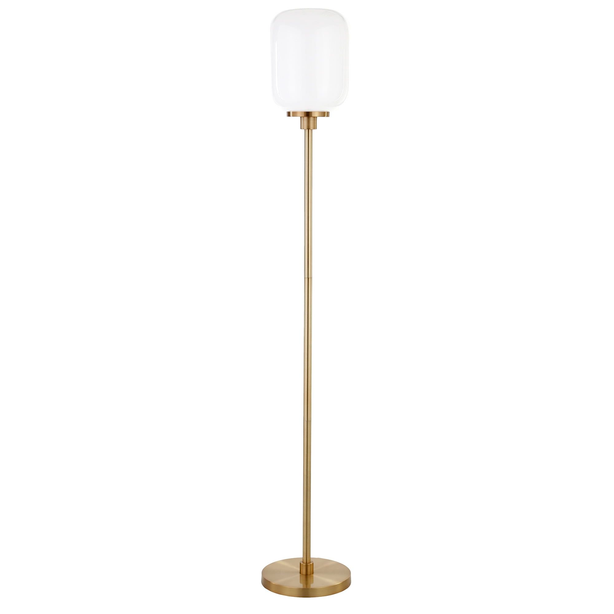 69" White Metal Floor Lamp with Adjustable Shade