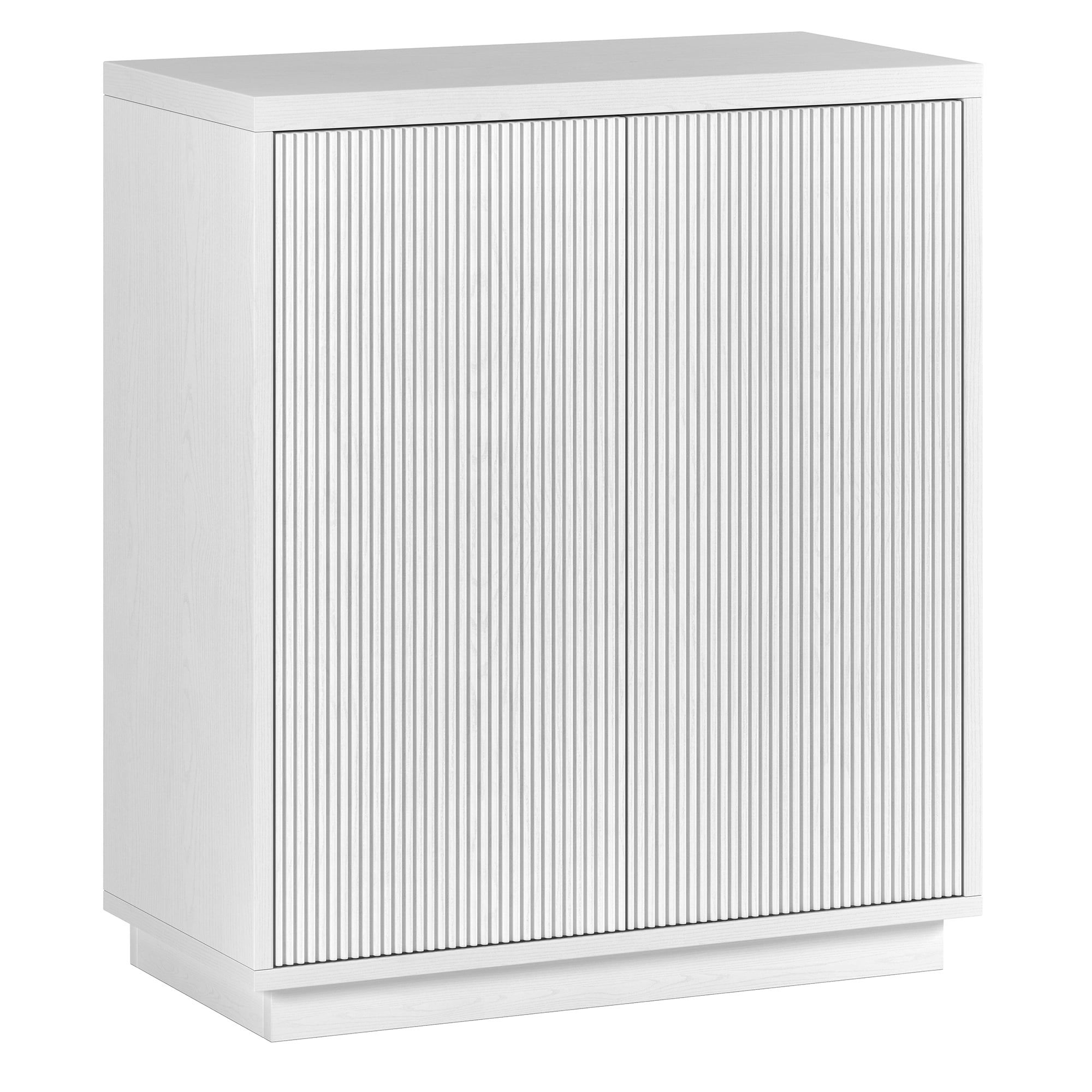 White Ridged Modern Adjustable Shelving Accent Cabinet