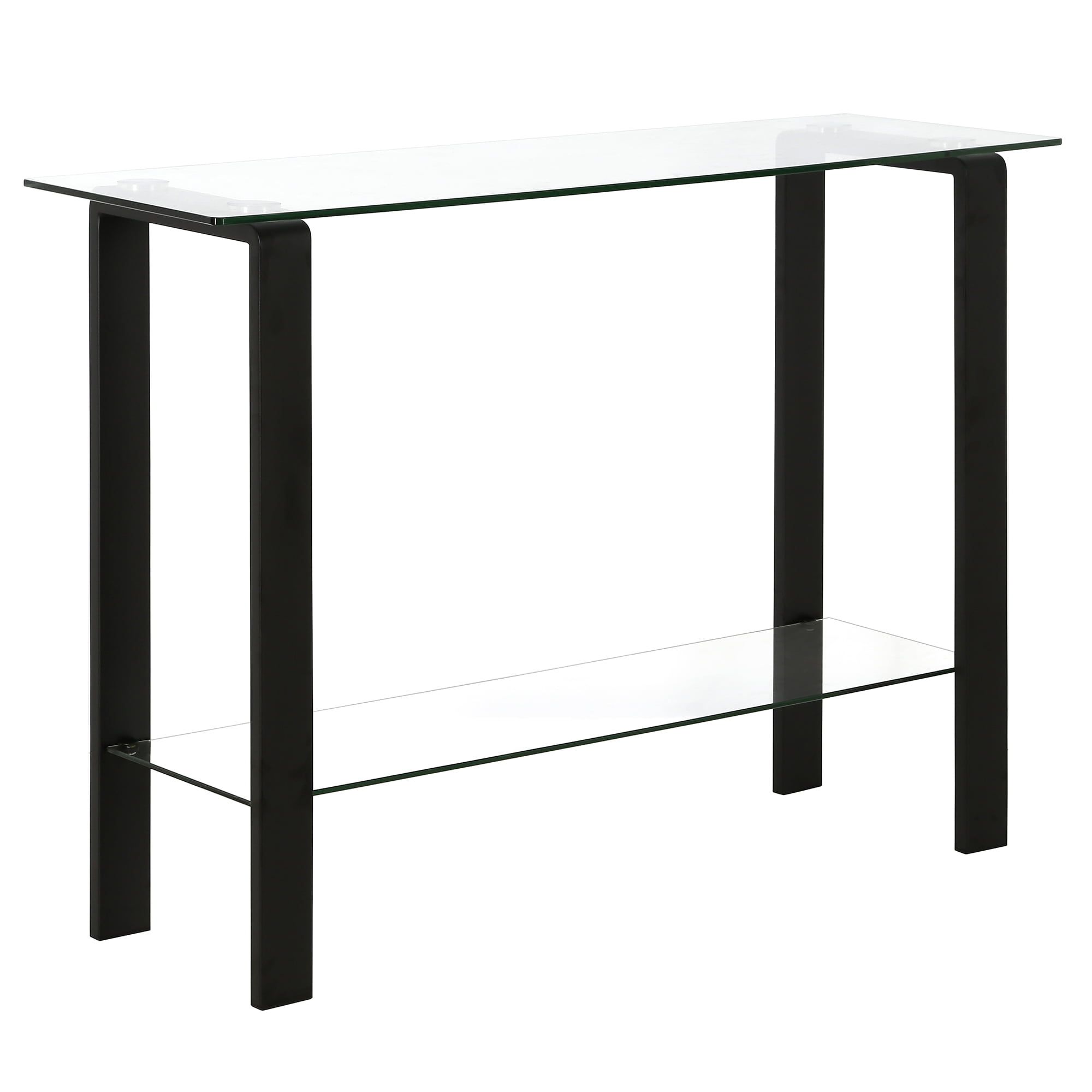 Sleek Metallic 42" Blackened Bronze Glass Console with Storage