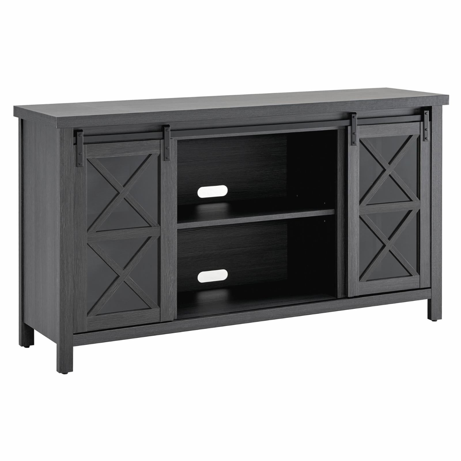 Gray MDF and Metal TV Stand with Cabinet, 58"