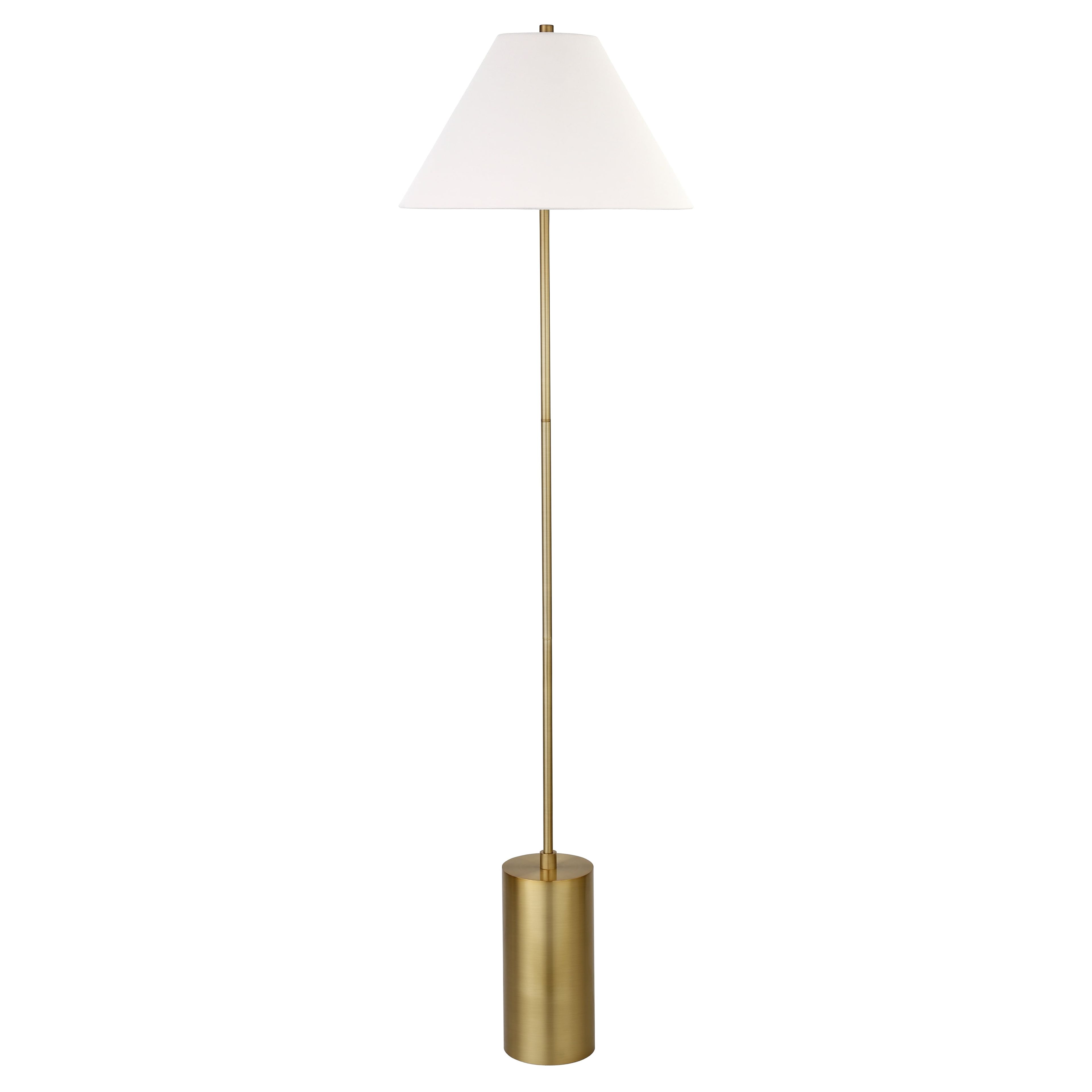 Brass and White Adjustable Floor Lamp with Linen Shade