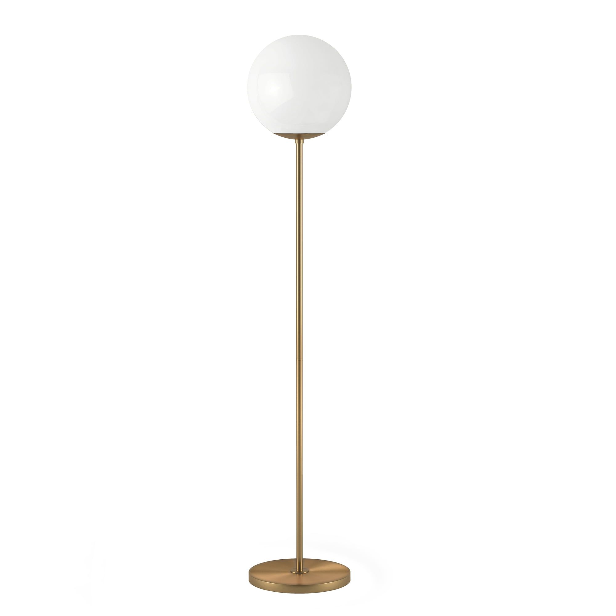 Theia White Glass Globe & Brass Floor Lamp