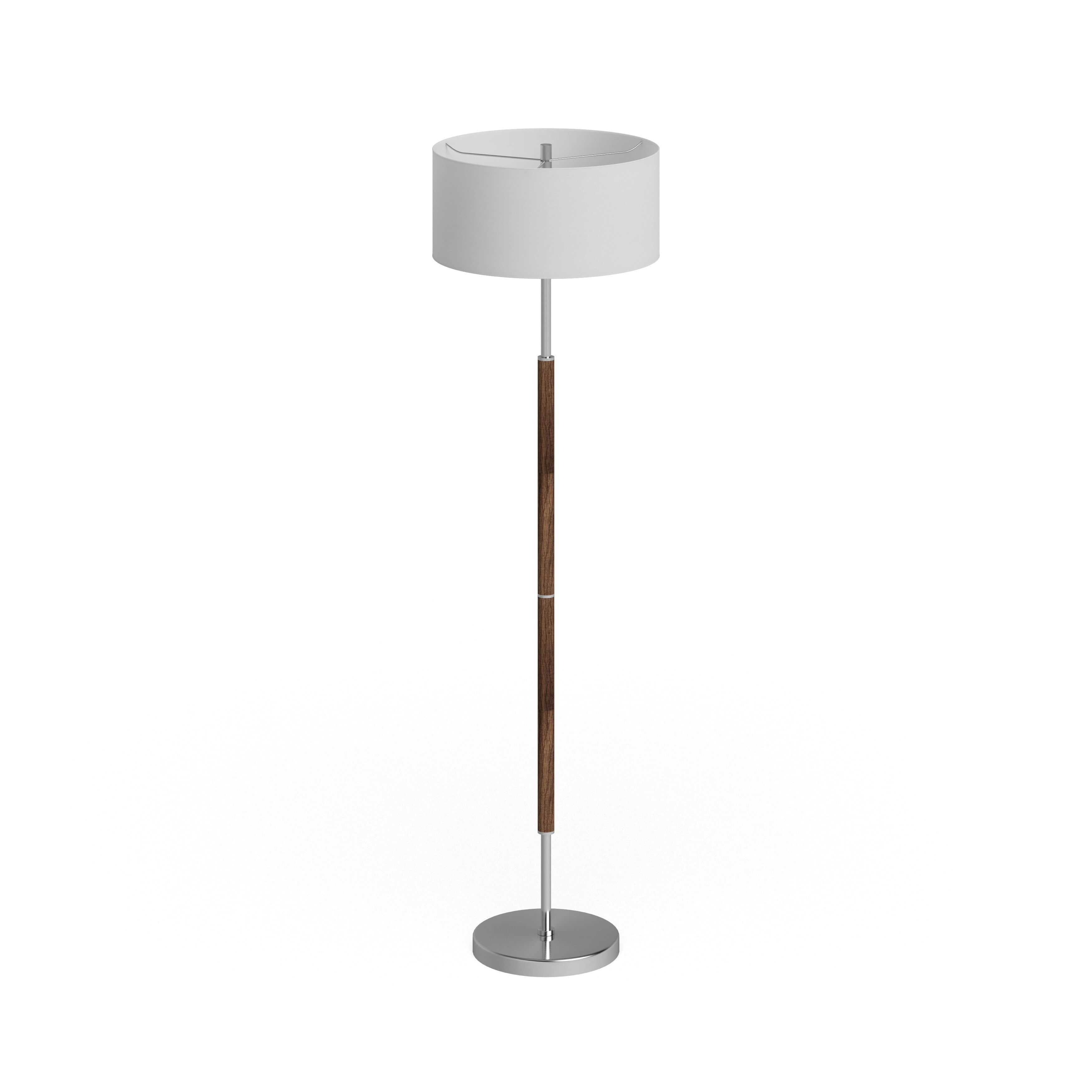 Rustic Oak & Polished Nickel 61.5" Smart Floor Lamp with Dual Bulb
