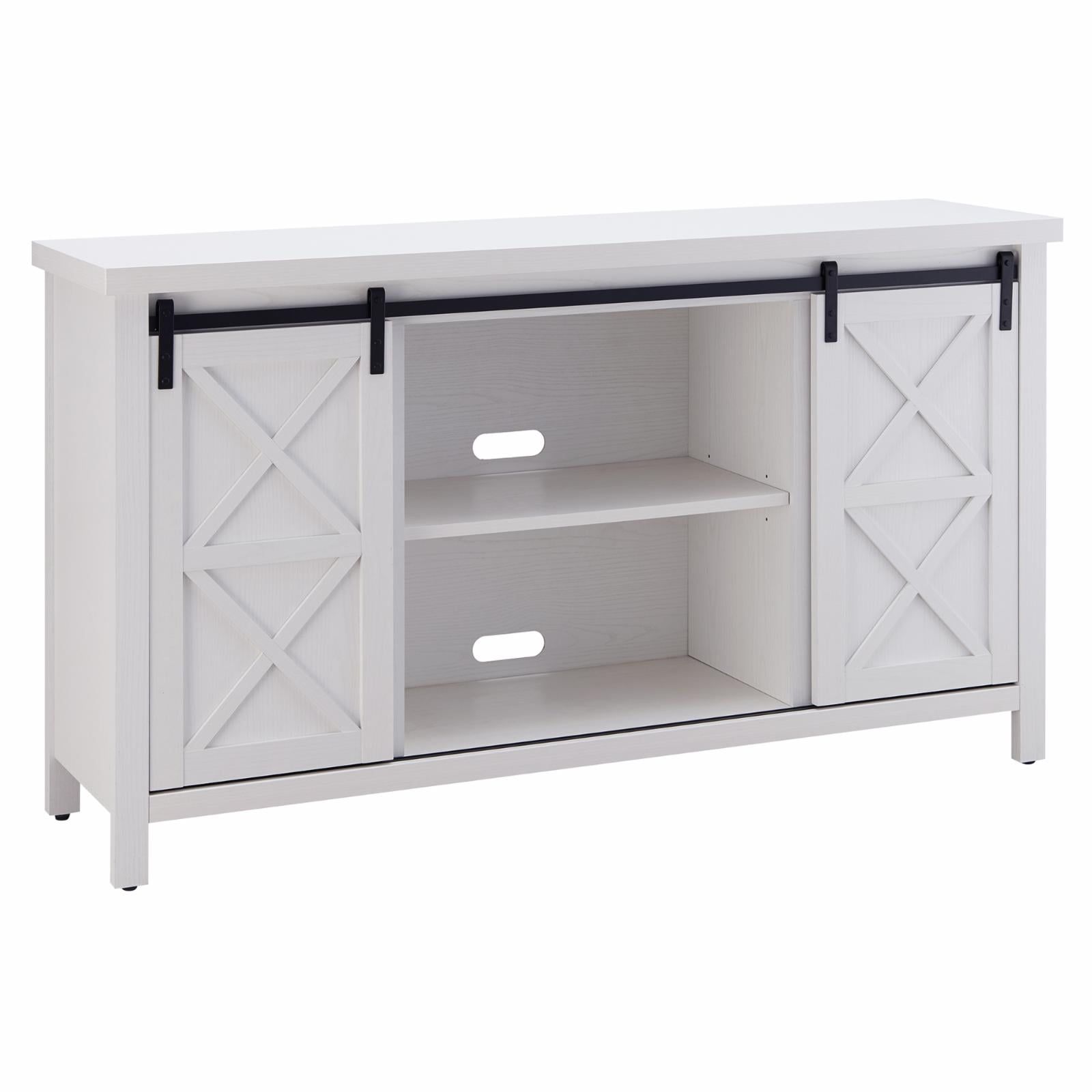 White MDF Modern TV Stand with Cabinet, 58"