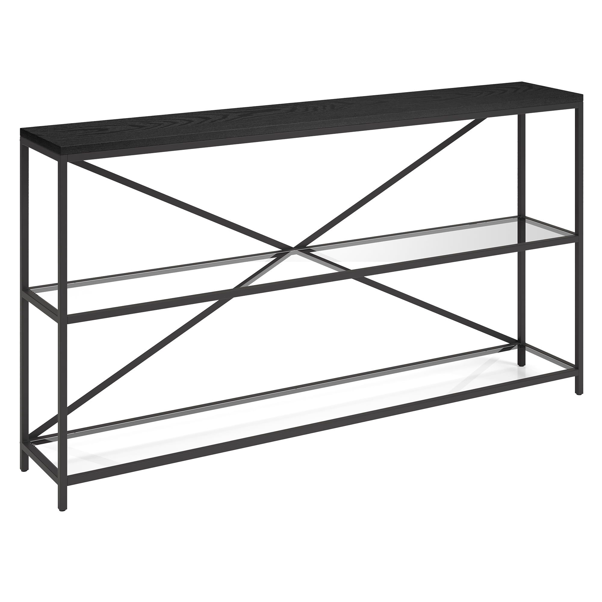 Fionn 55'' Blackened Bronze and Black Grain Console Table