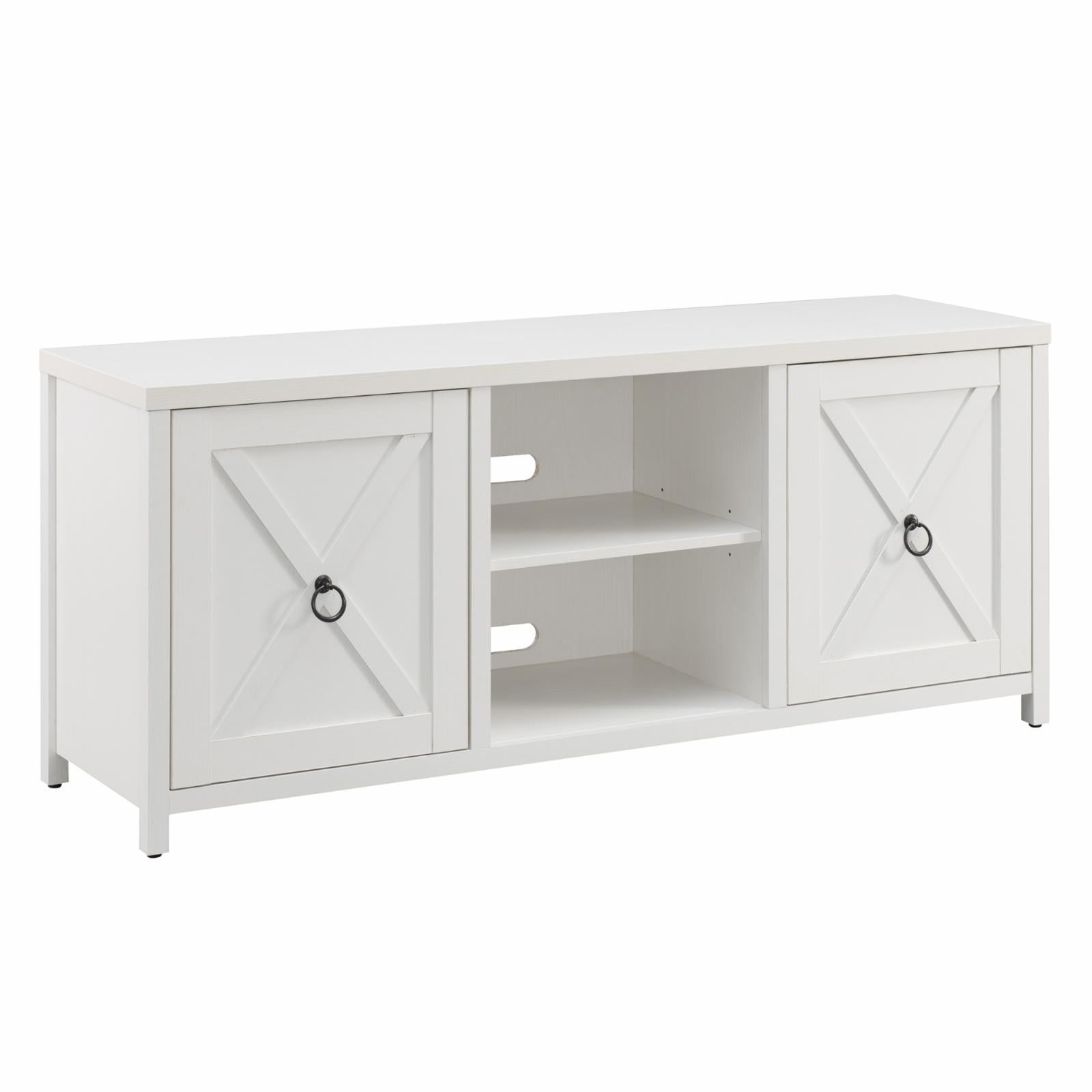 White Oak Rectangular TV Stand with Cabinets