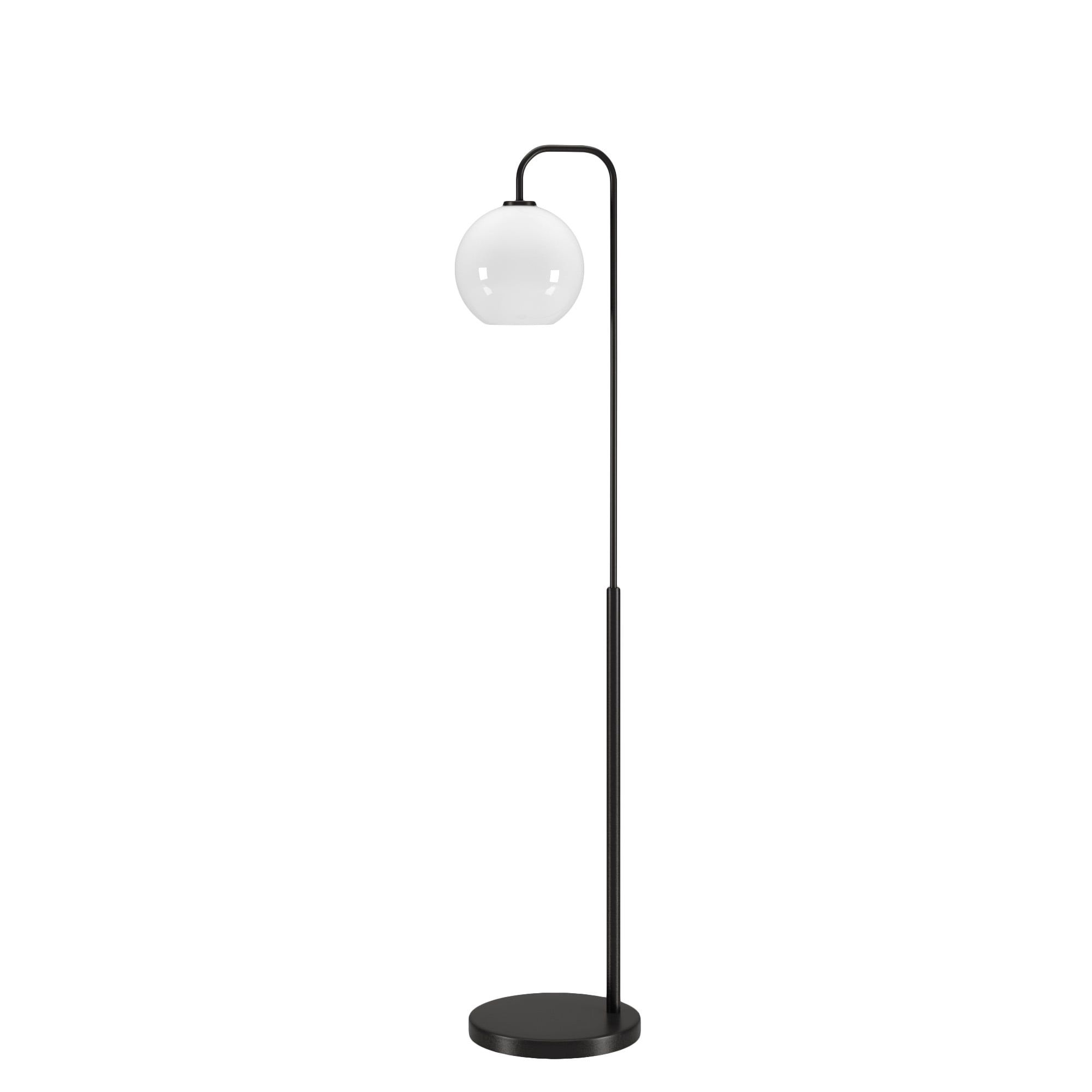 Bronze Arc Kids' Floor Lamp with White Milk Glass Shade