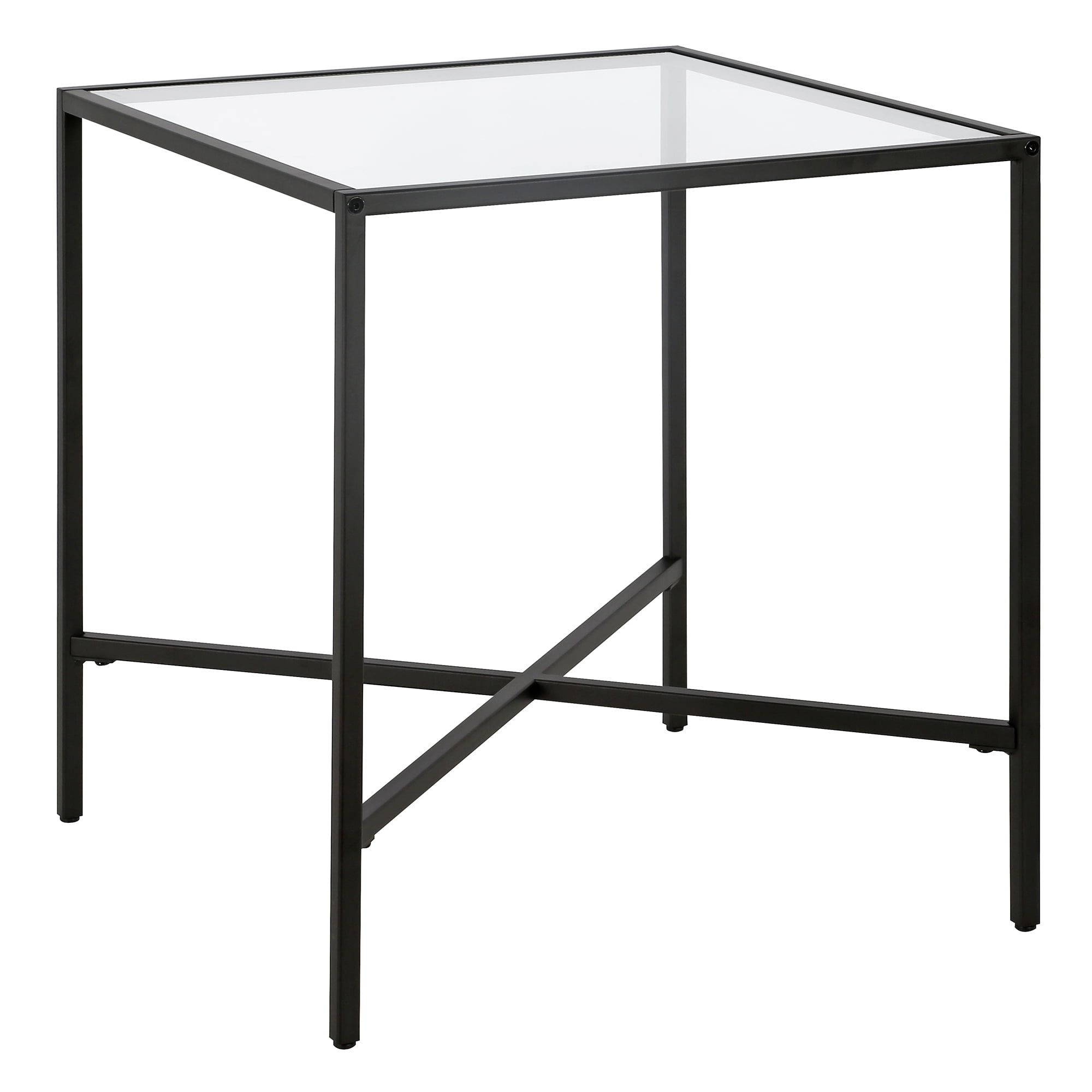 Henley Blackened Bronze 20" Square Side Table with Glass Top