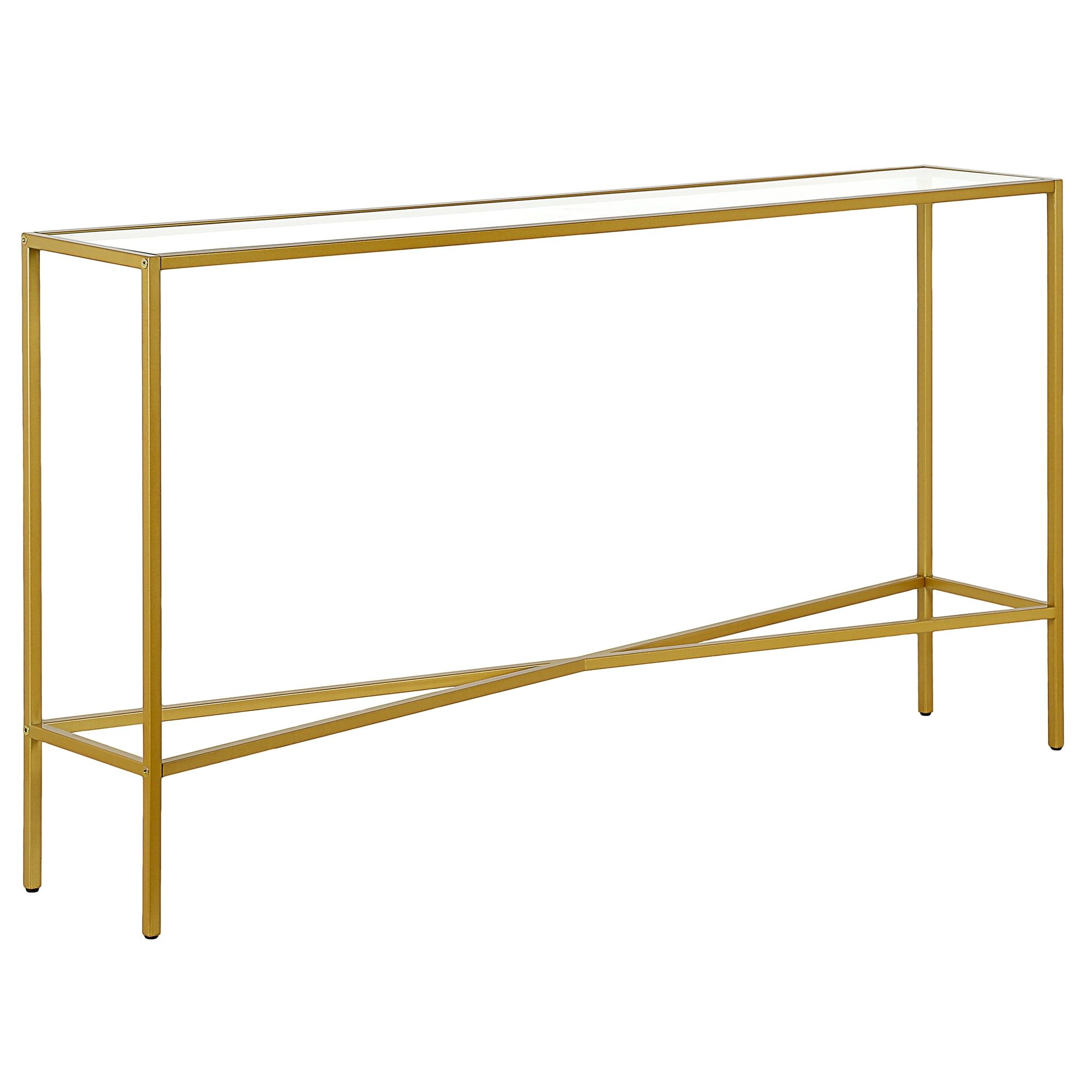 Henley Brass and Glass 55" Industrial Console Table with Storage