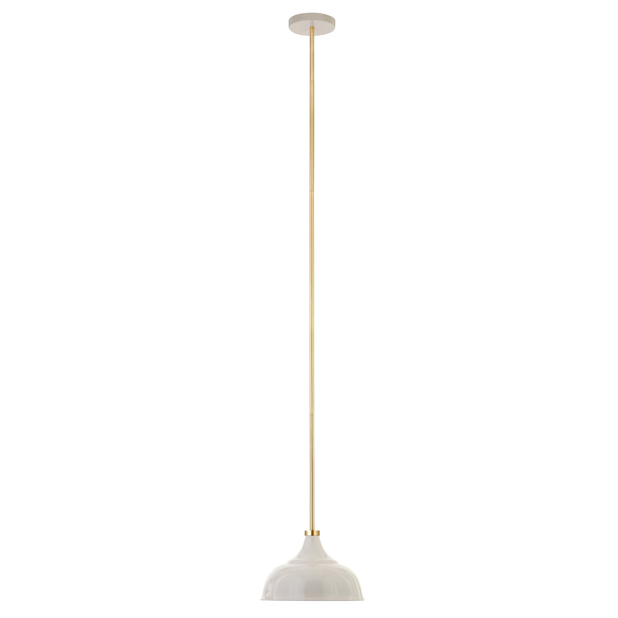 Pearled White and Brass Metal 10.75" Industrial Pendant Light