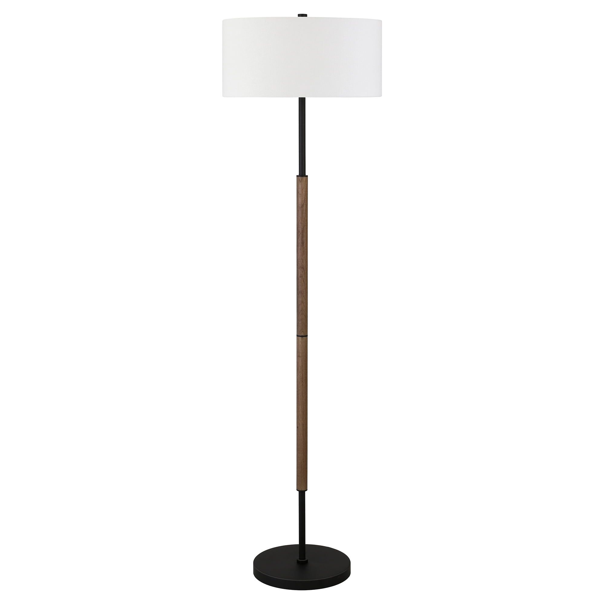 Contemporary 61" Blackened Bronze/Rustic Oak Smart Floor Lamp