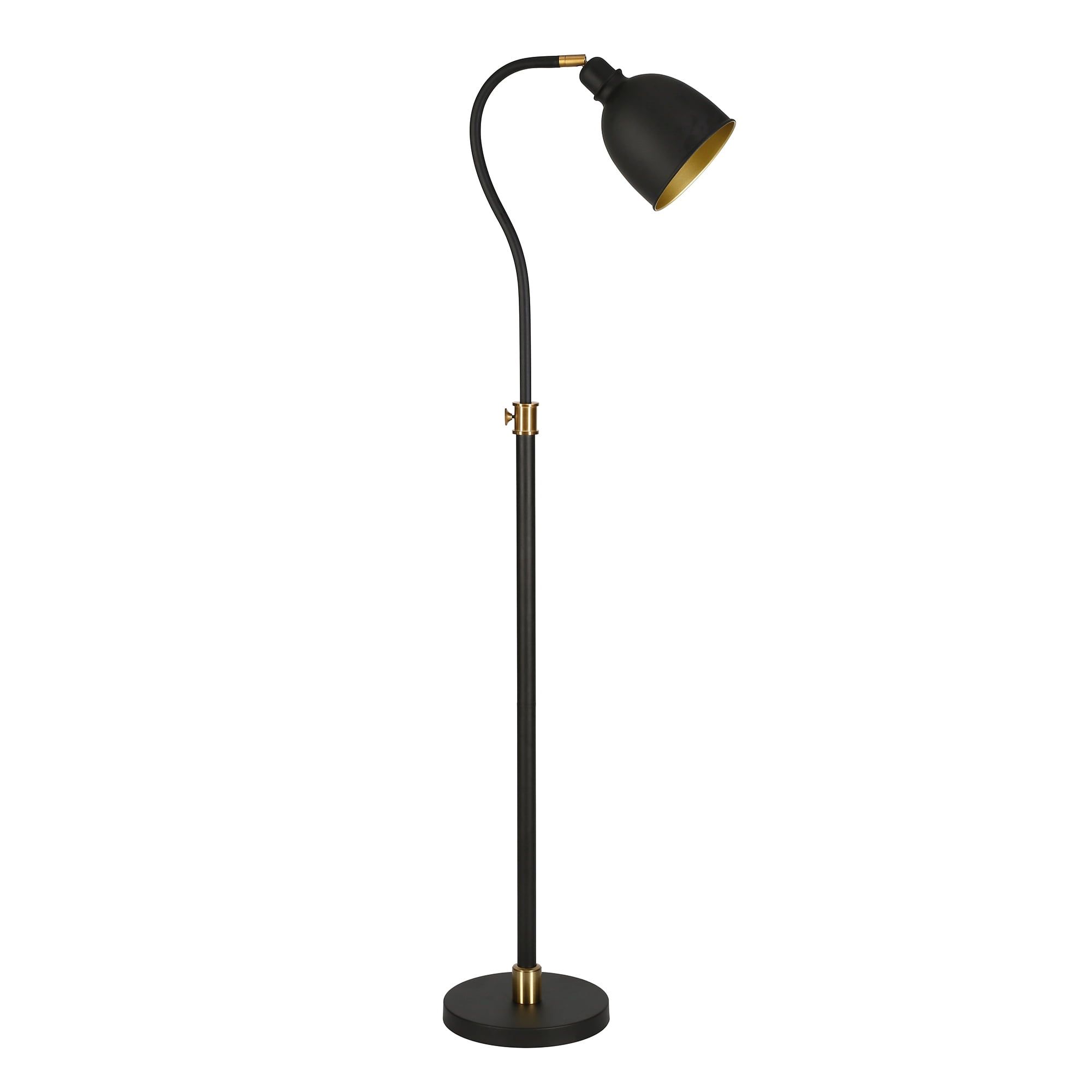 Adjustable Blackened Bronze Arc Floor Lamp with Dome Shade