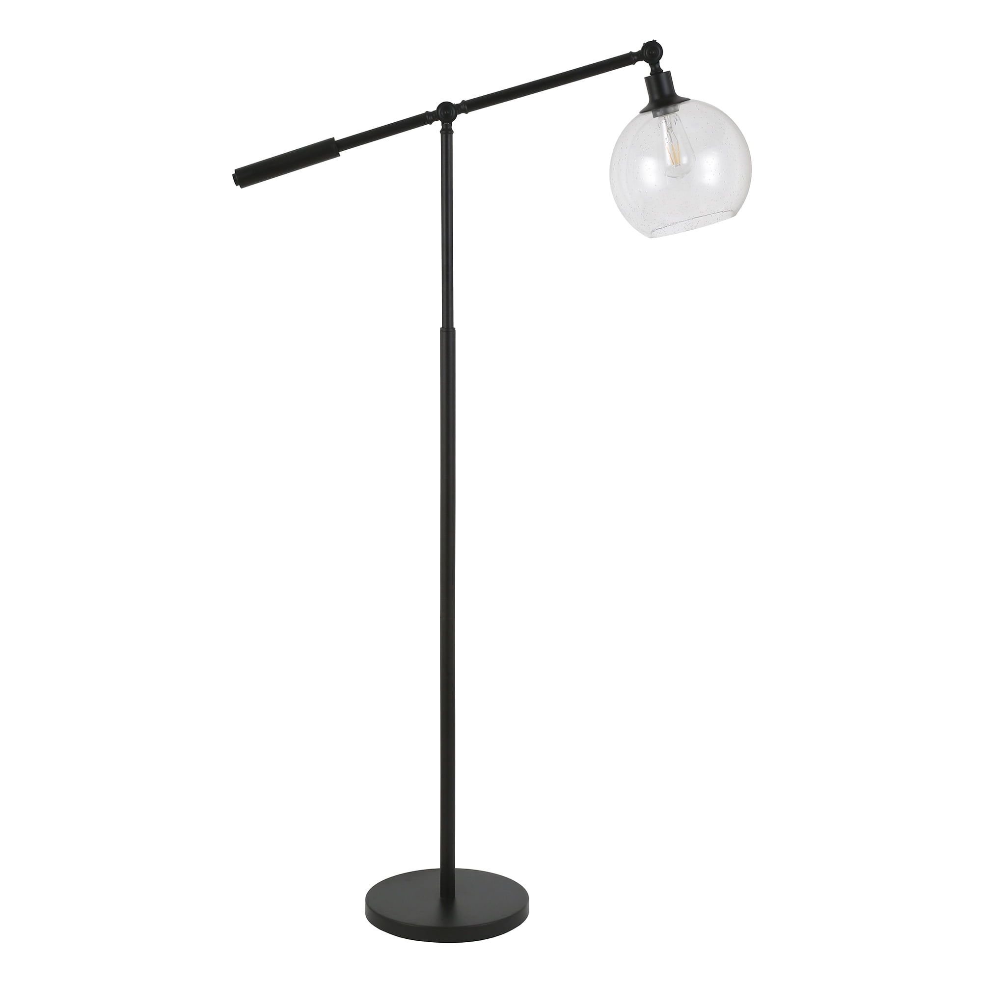 Dardan Traditional Voice-Controlled Floor Lamp in Brushed Gold with Clear Glass Dome