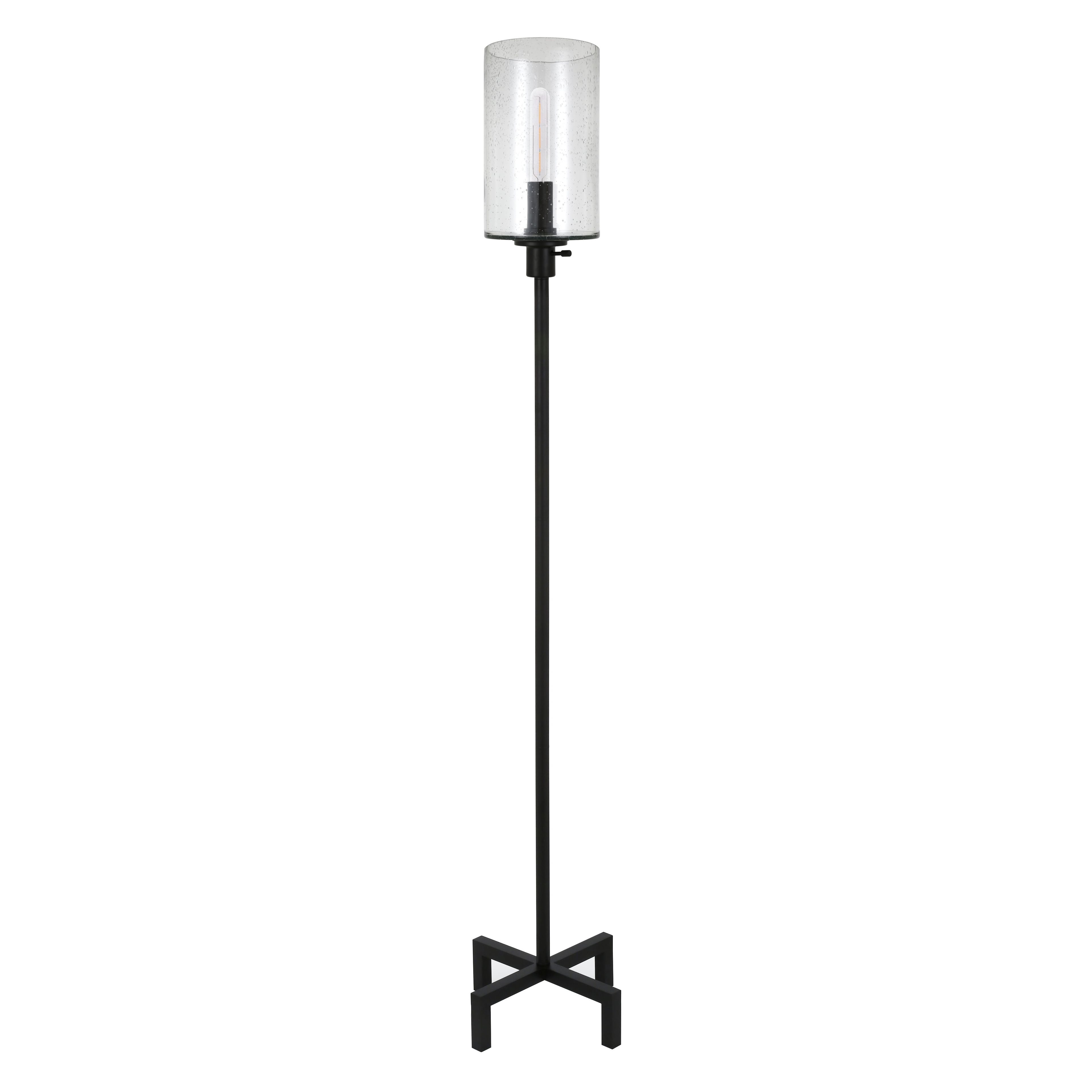 Panos 66" Industrial Bronze Floor Lamp with Seeded Glass Shade