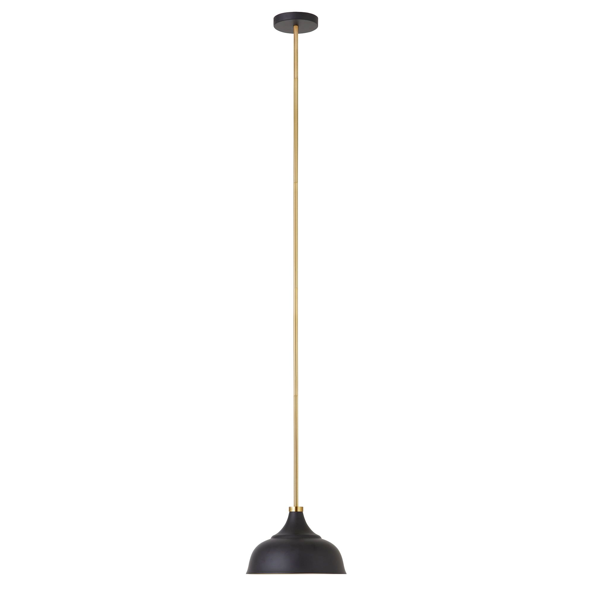 Modern Blackened Bronze Dome Pendant with Brass Accents