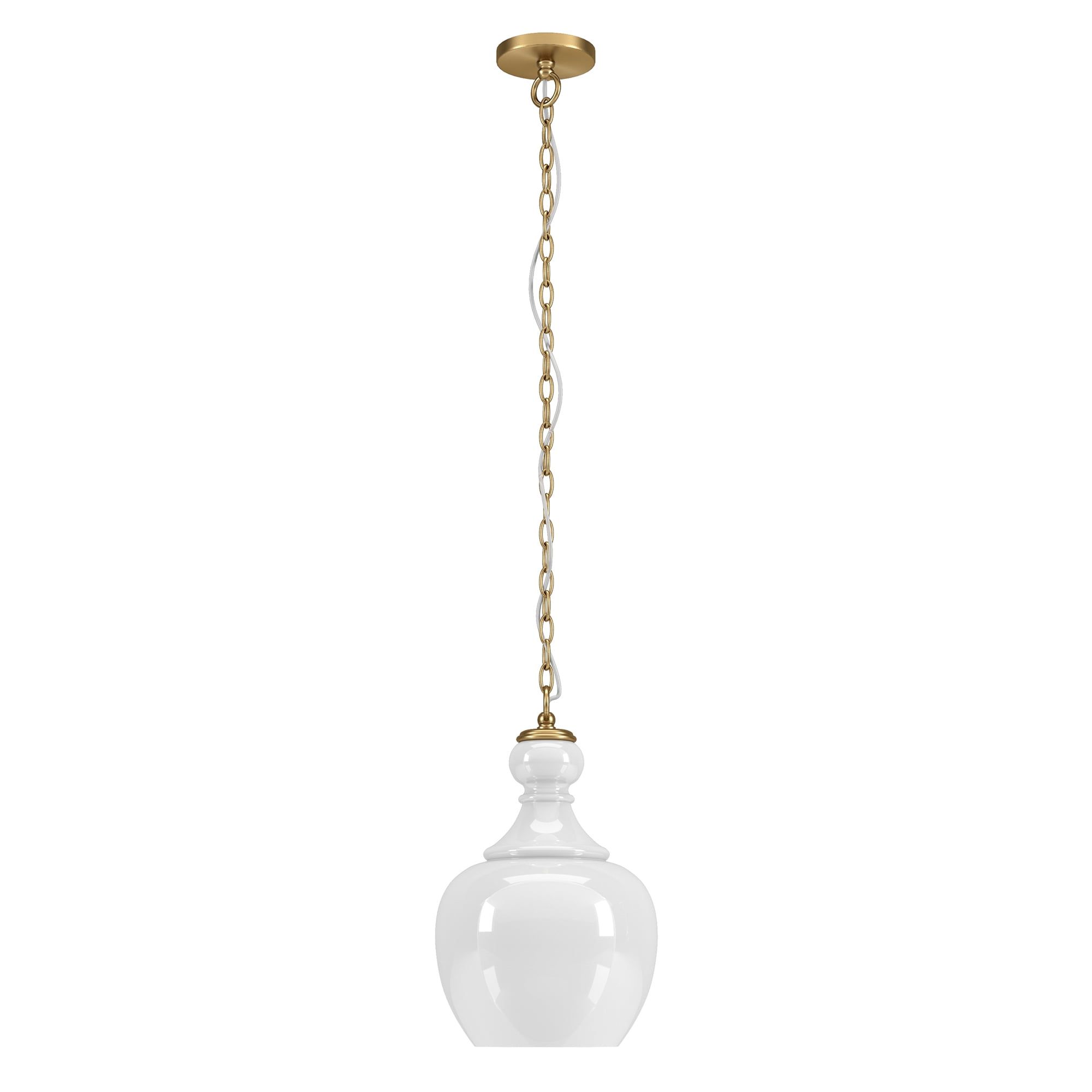 Verona 11" Wide Milk Glass Pendant Light with Brass Finish