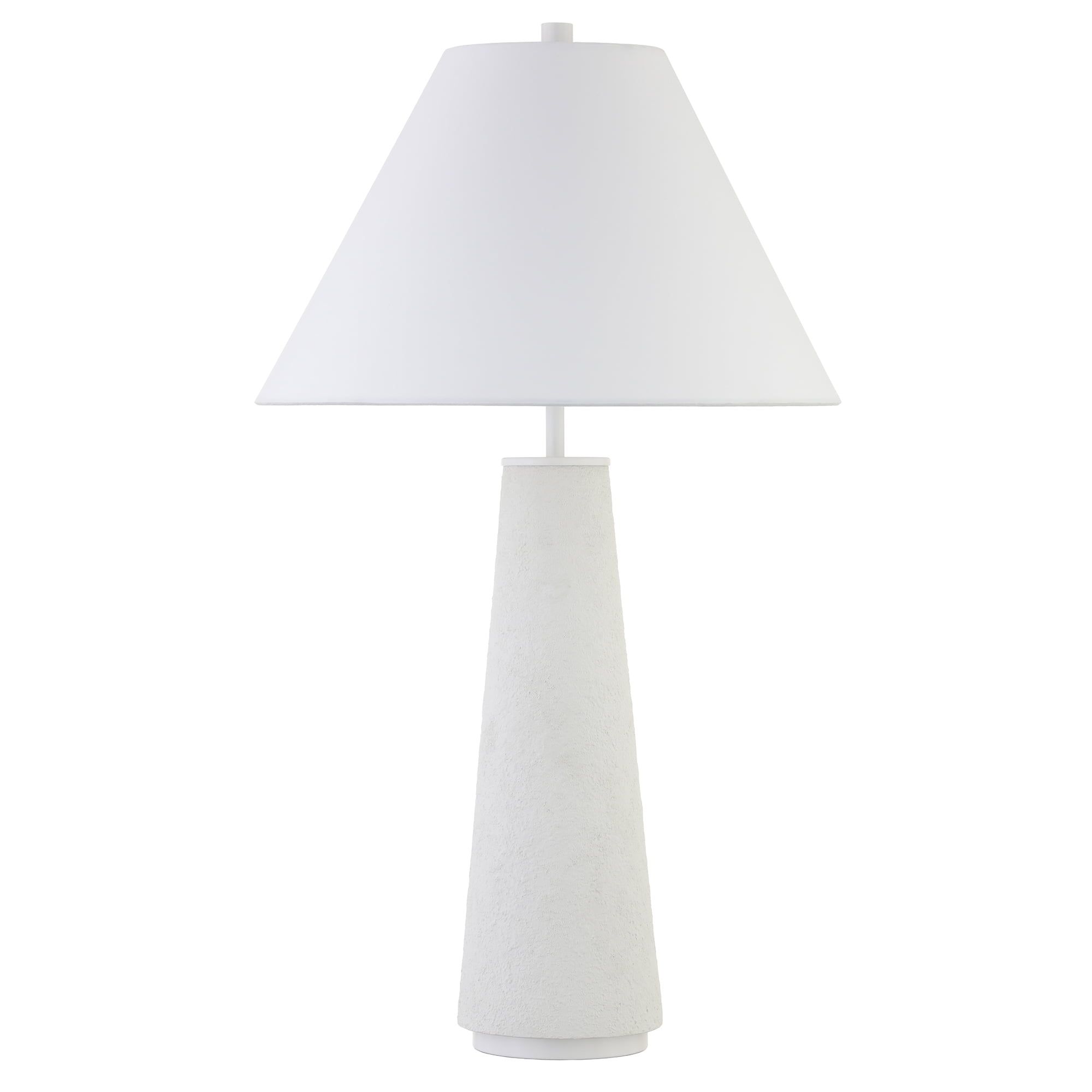 Matte White Conical Ceramic Nightstand Lamp with Triangular Shade