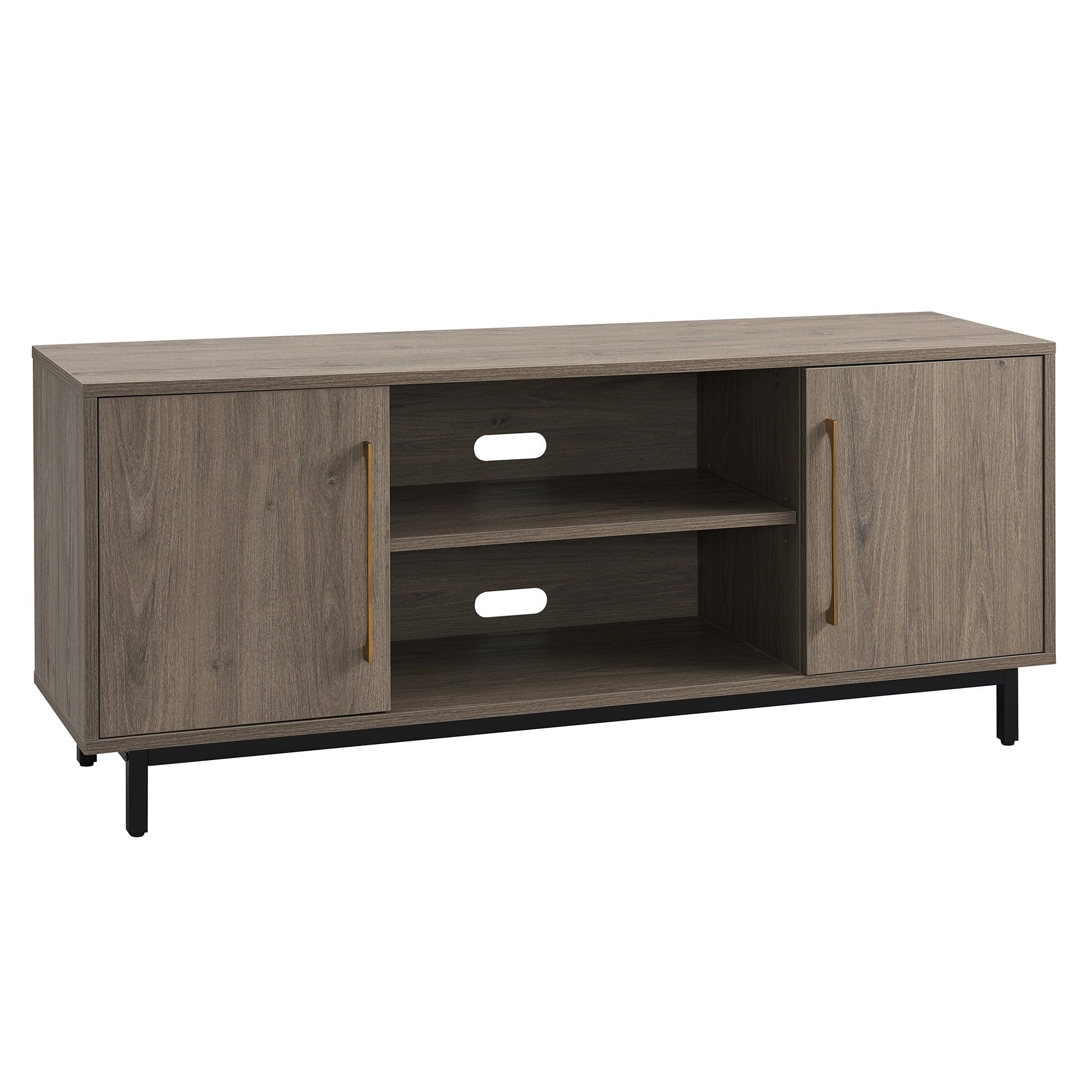 Julian Antiqued Gray Oak 58" Metal-Legged TV Stand