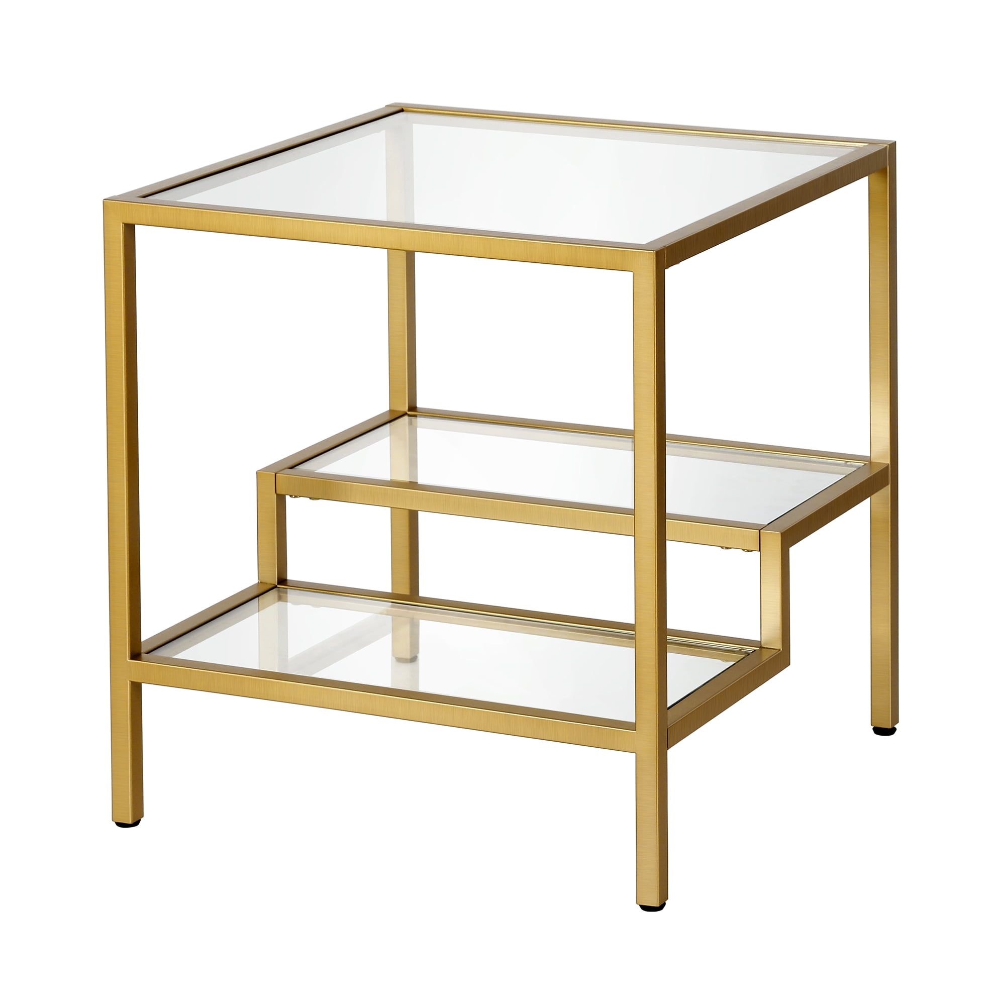 Lovett 20" Gold Metal and Glass Square Side Table