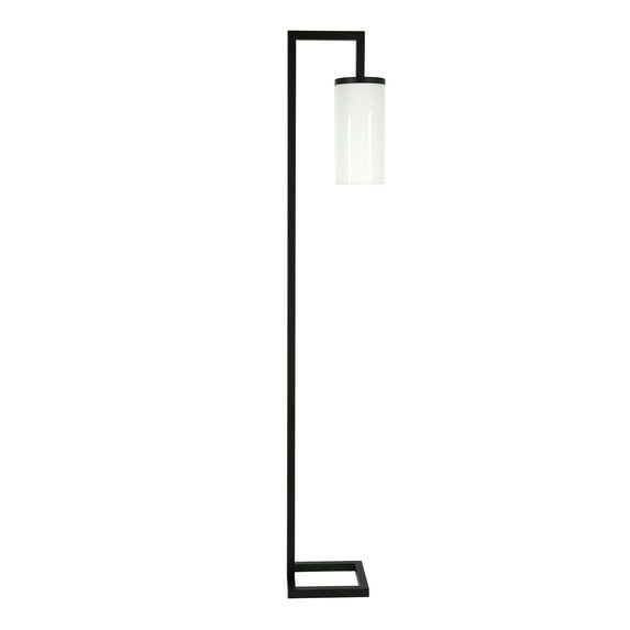 67.75" Blackened Bronze Floor Lamp with White Glass Shade