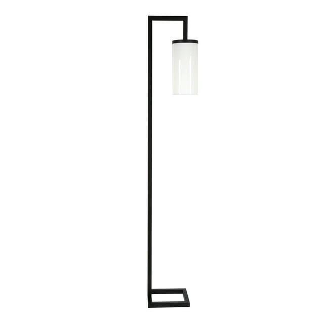 67.75" Blackened Bronze Floor Lamp with White Glass Shade